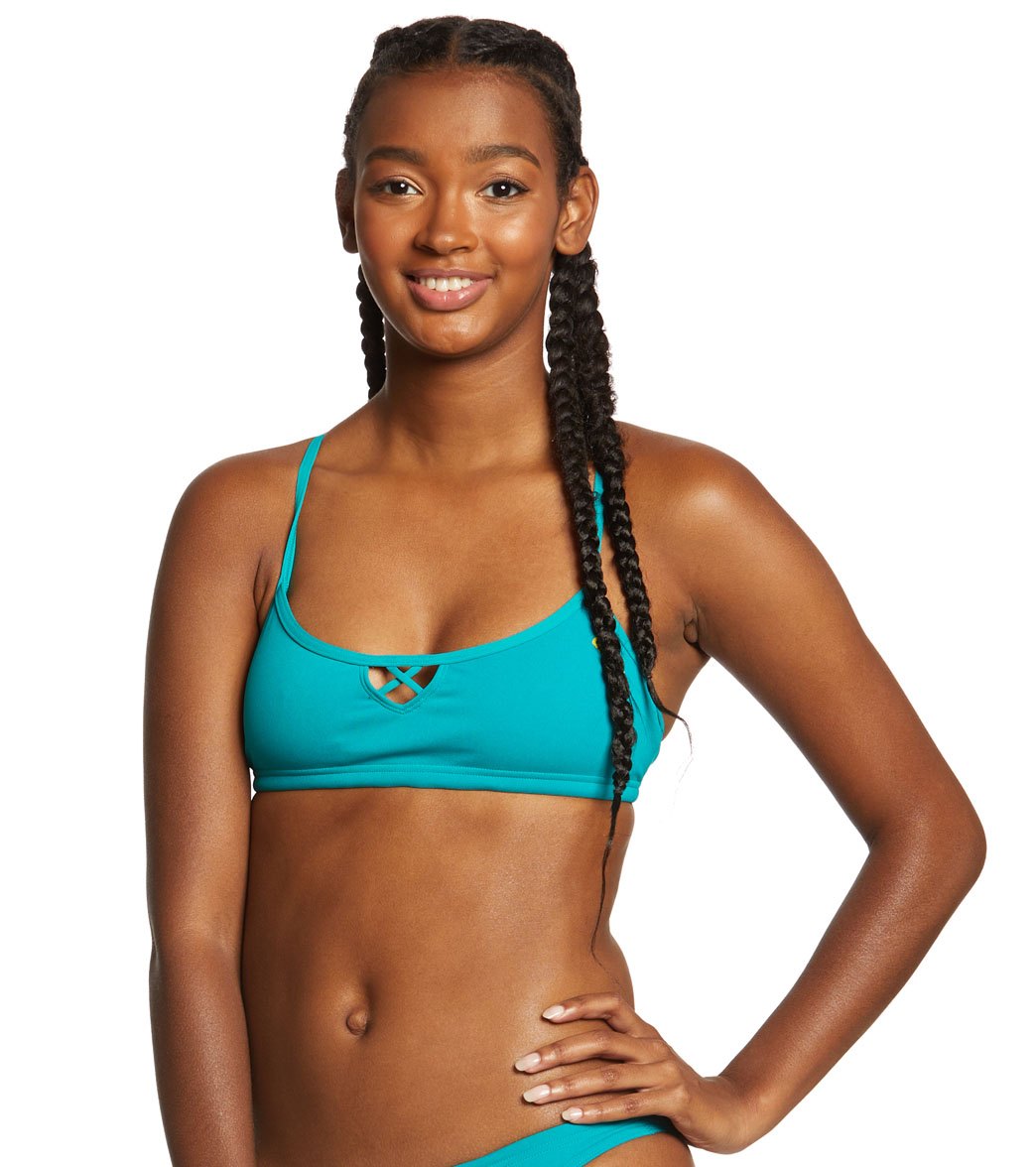 Arena Women's Rulebreaker Bandeau Be Bikini Top Persian Green/Yellow Star