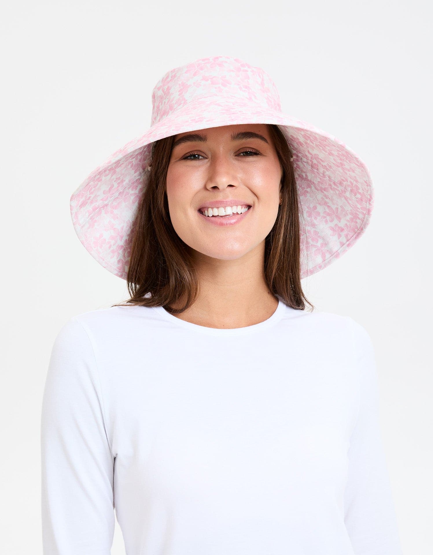 Ultra Wide Floral Print Sun Hat UPF50+