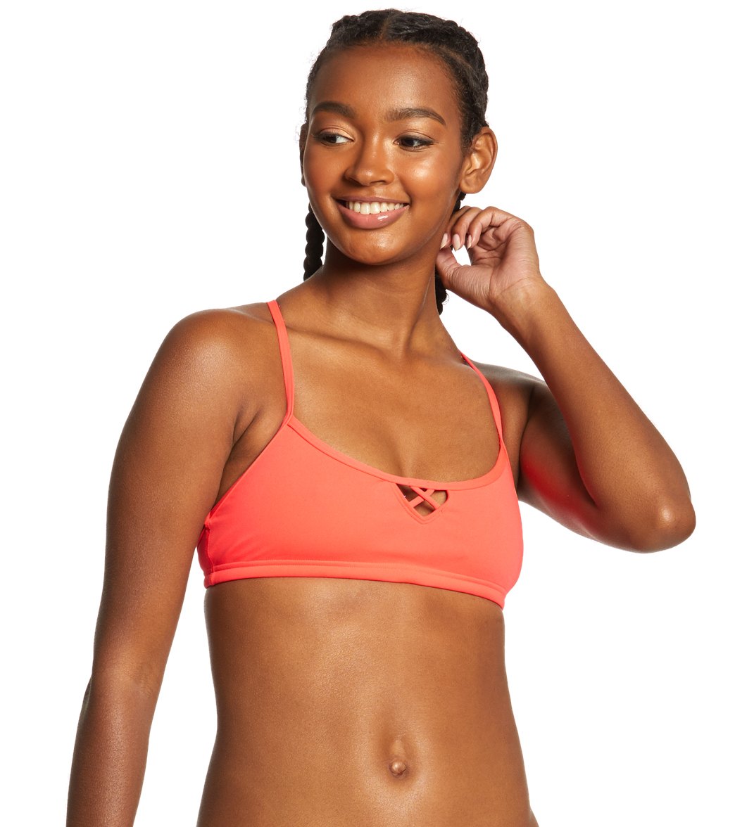 Arena Women's Rulebreaker Bandeau Be Bikini Top Flou Red/Yellow Star