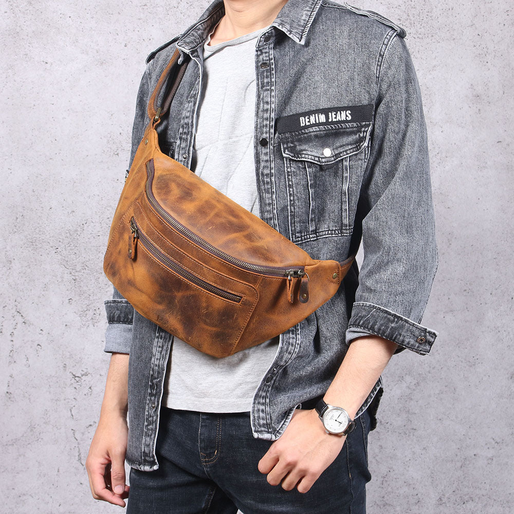 Classic Leather Cross Body Bag for Men