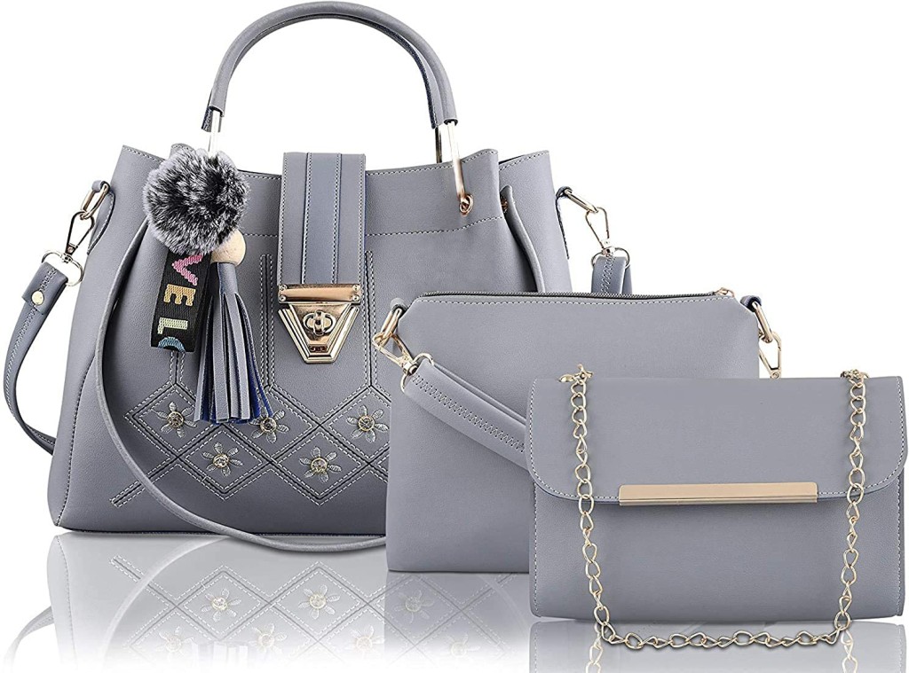 FargoWomen Grey Hand-held Bag - Extra Spacious(Pack of: 3)