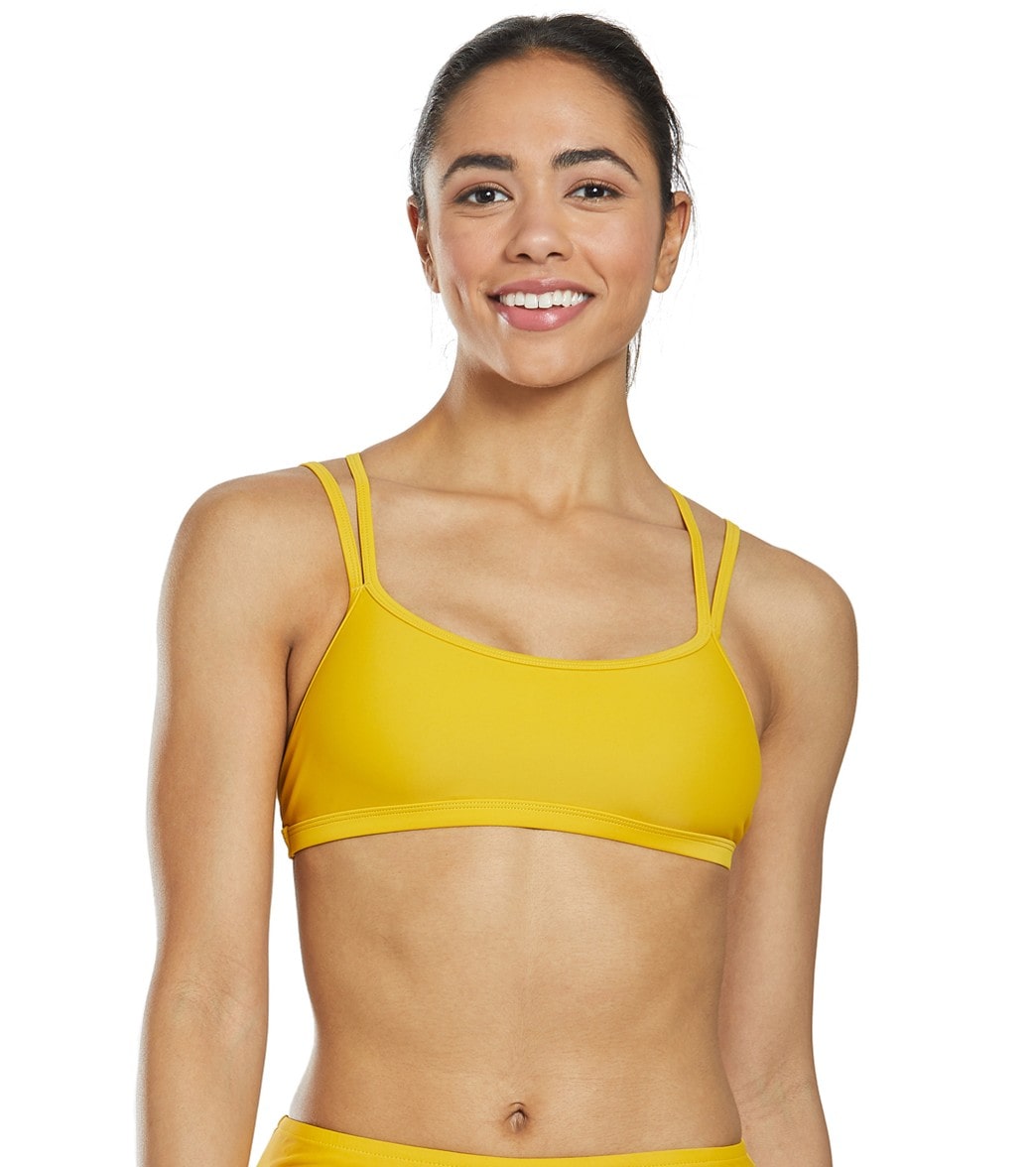 Sporti Active Double Cross Workout Bikini Top Mustard