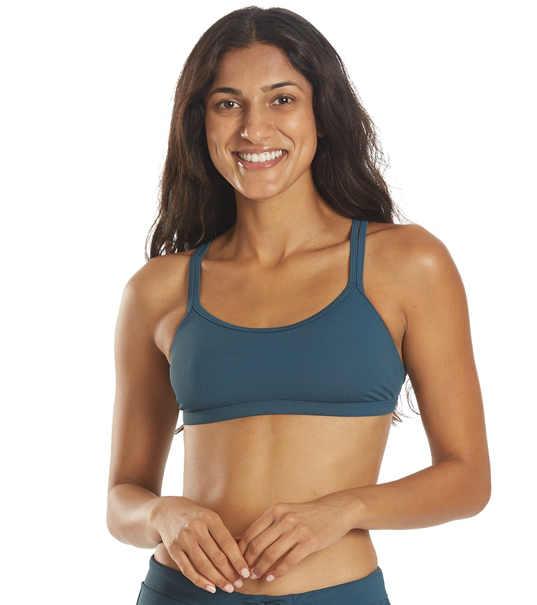 Sporti Active Ribbed Double Cross Workout Bikini Top Dark Slate