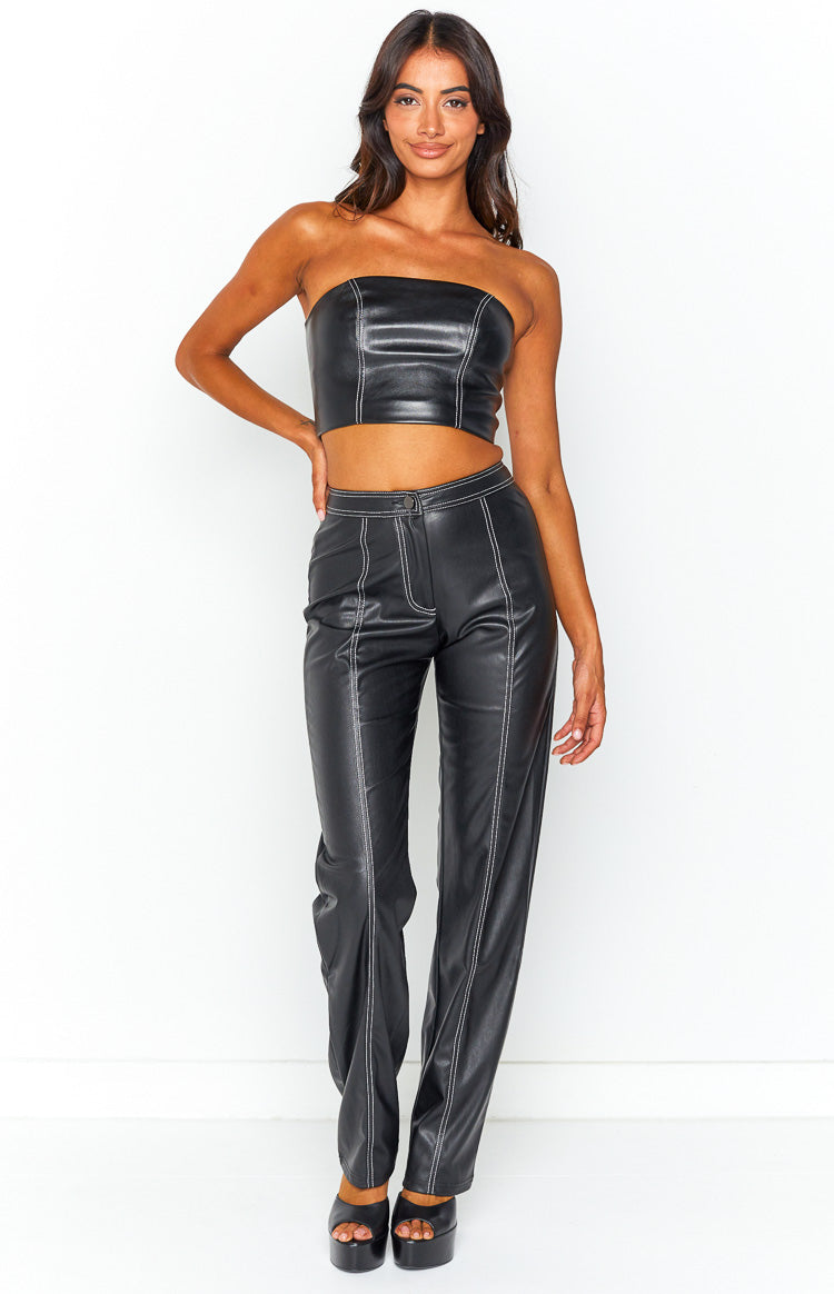 Addie Black PU Pants