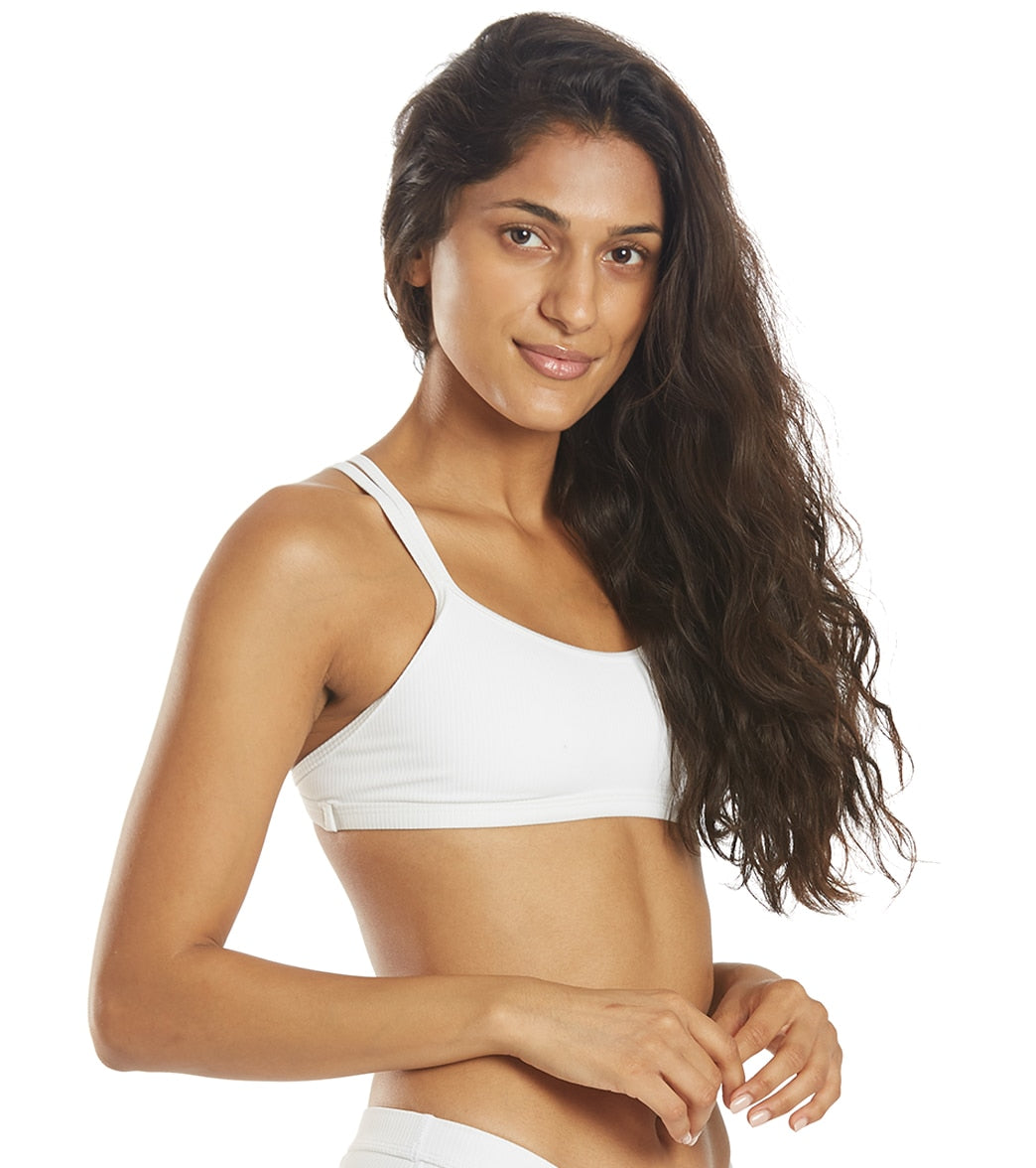 Sporti Active Ribbed Double Cross Workout Bikini Top White