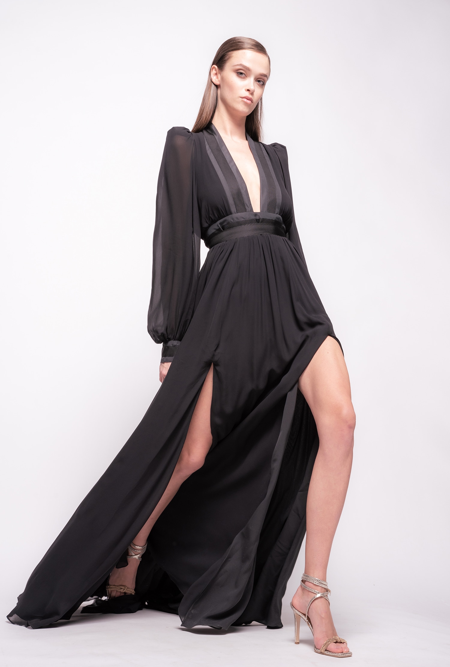 Long, elegant georgette dress