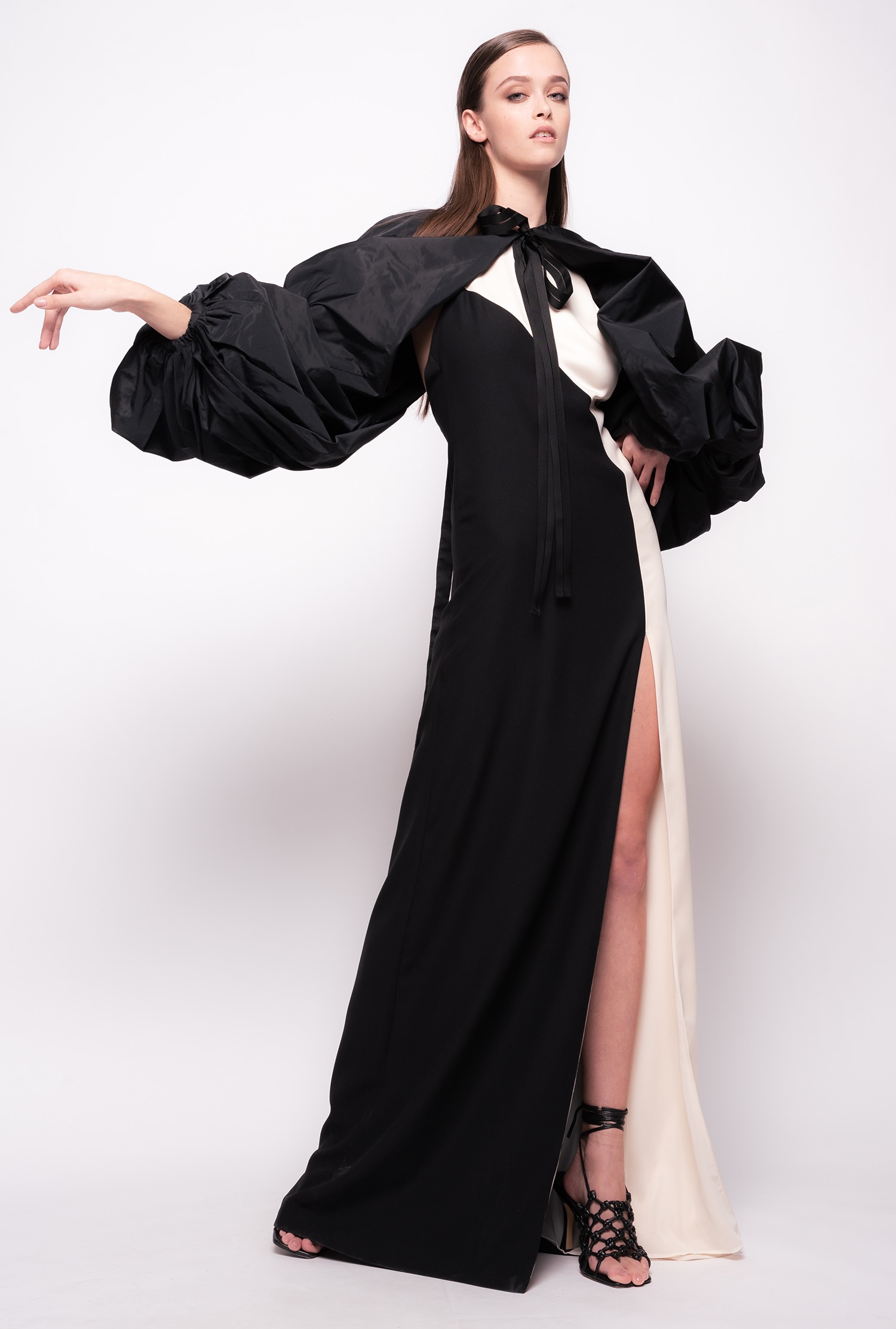 Taffeta shrug with balloon sleeves