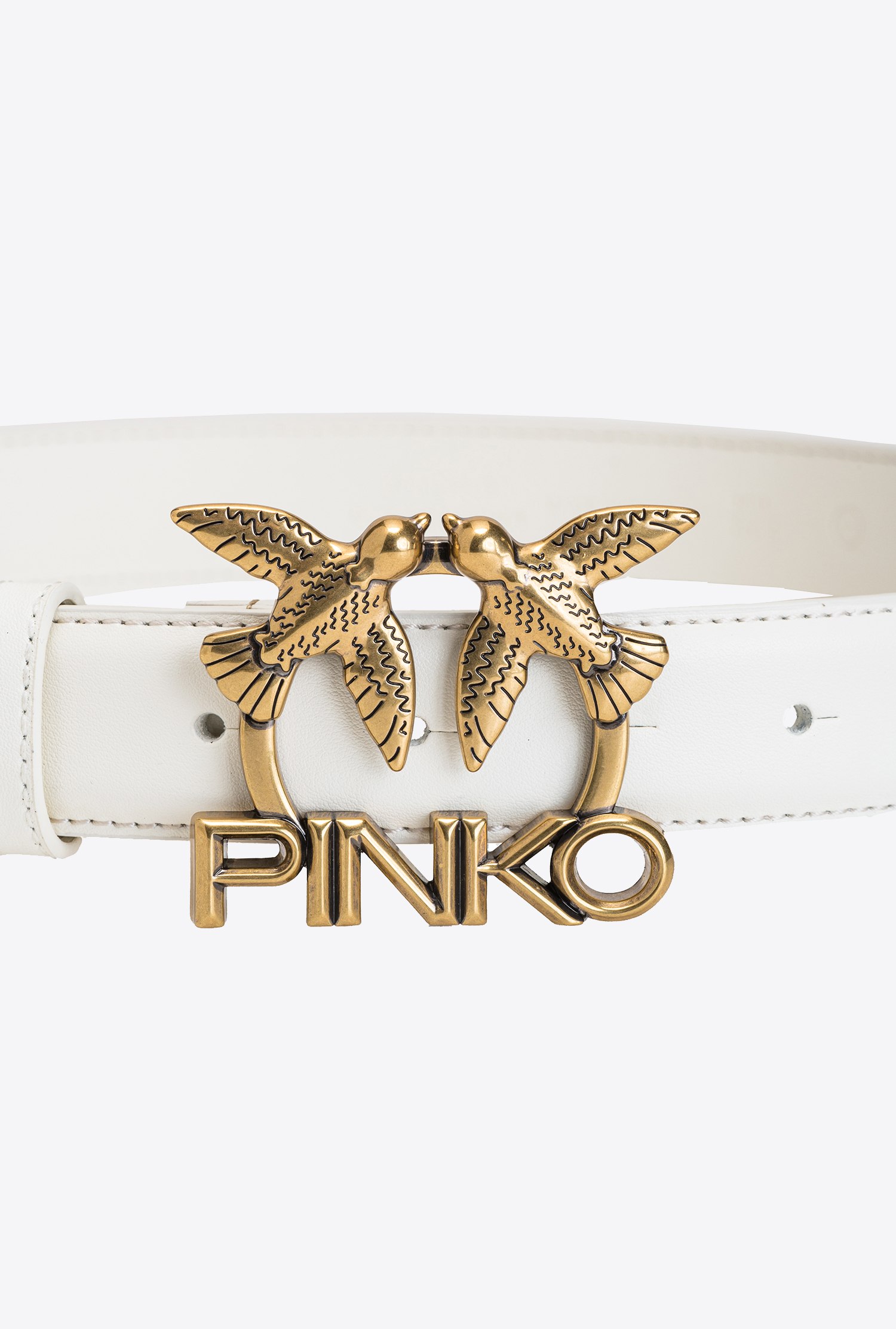 Leather belt with Love Birds logo
