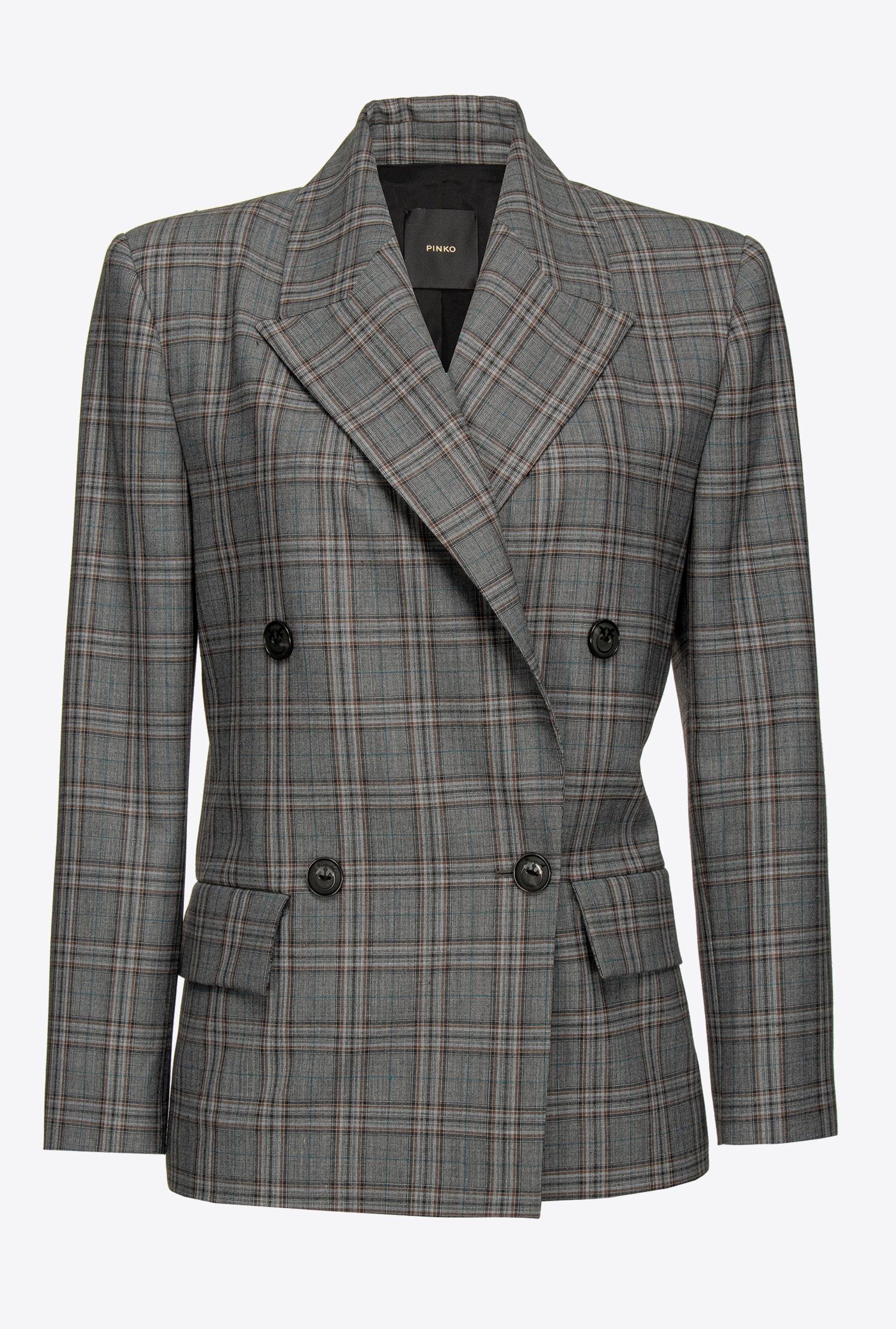 Double-breasted check blazer