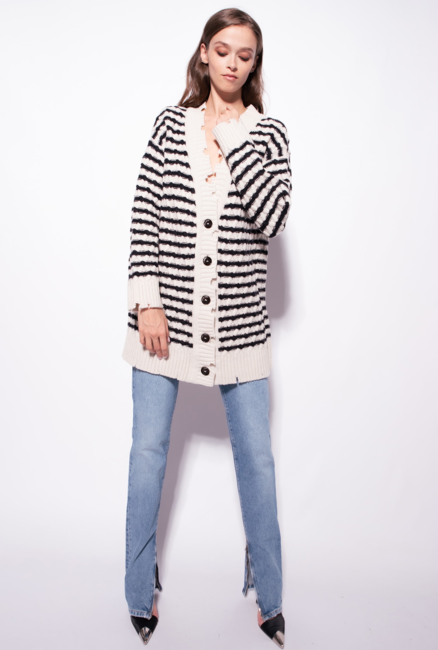 Fancy-striped cardigan
