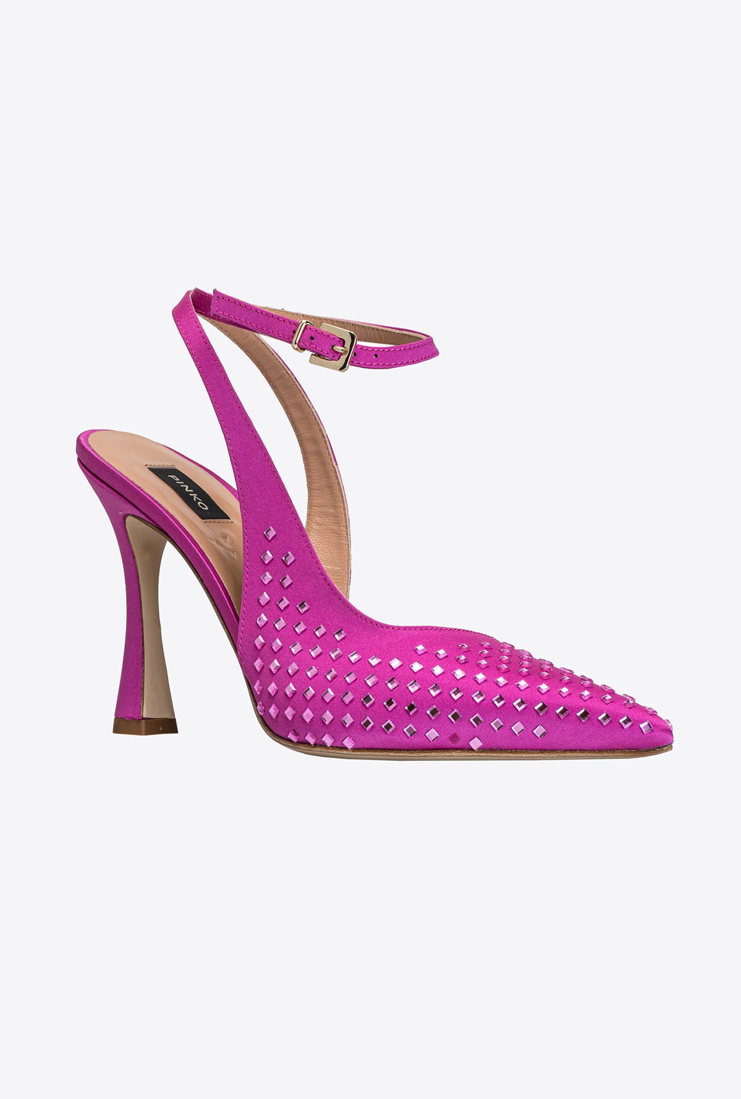 Heeled slingbacks with rhinestones
