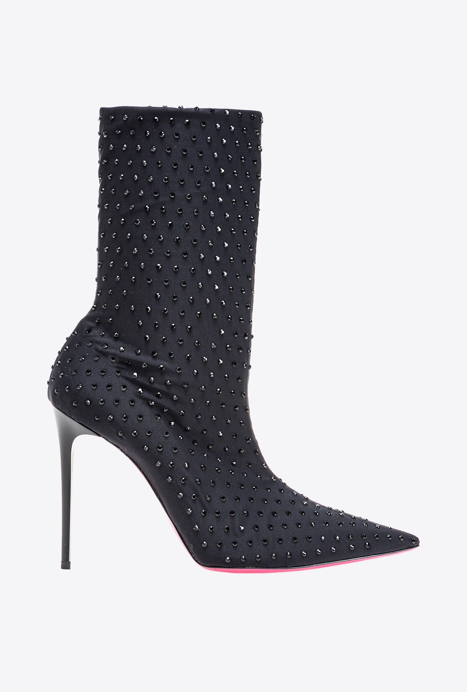 Knit ankle boots with rhinestones