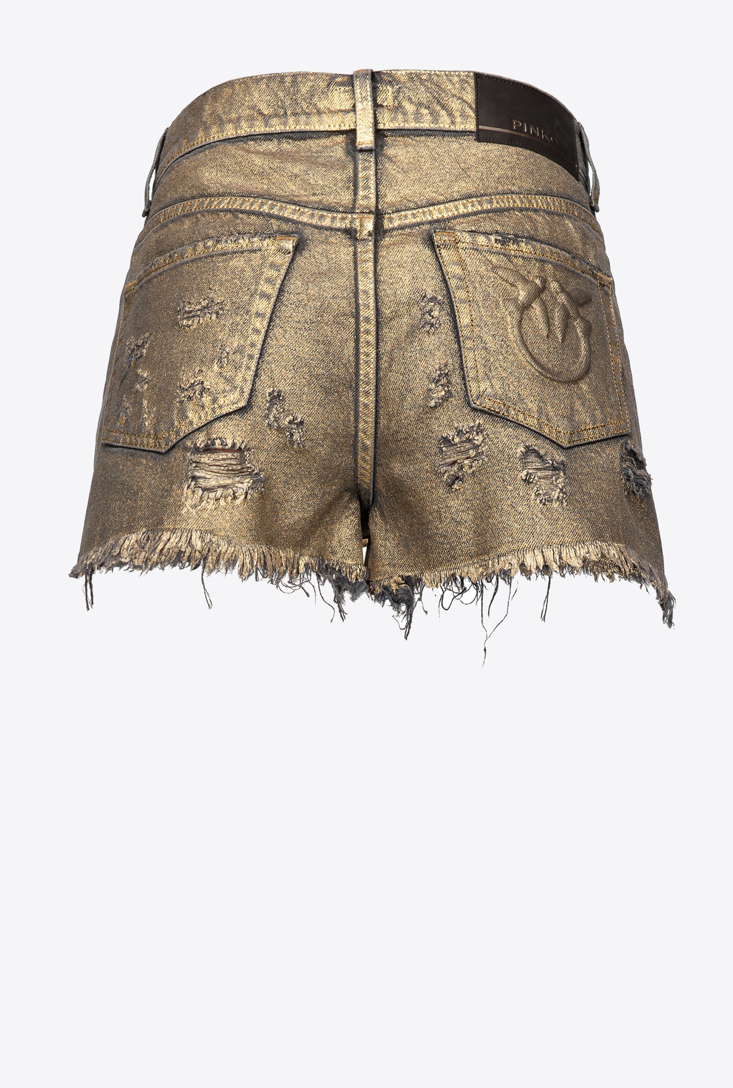 Laminated denim shorts