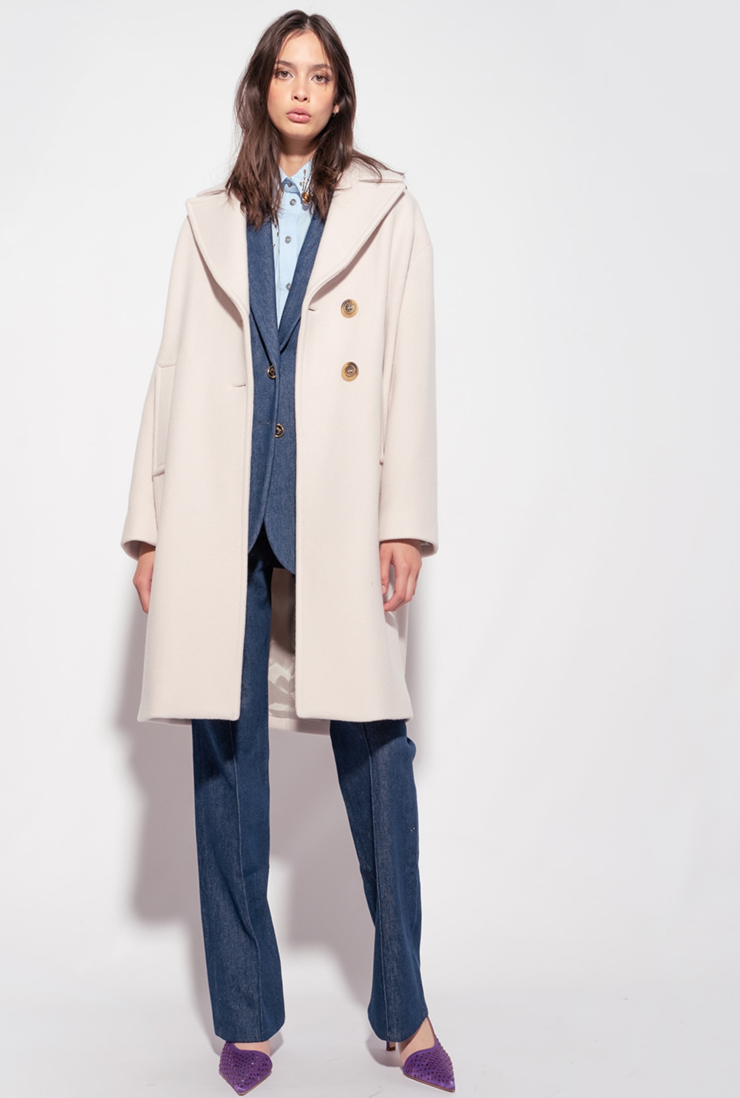 Washed cloth cocoon coat