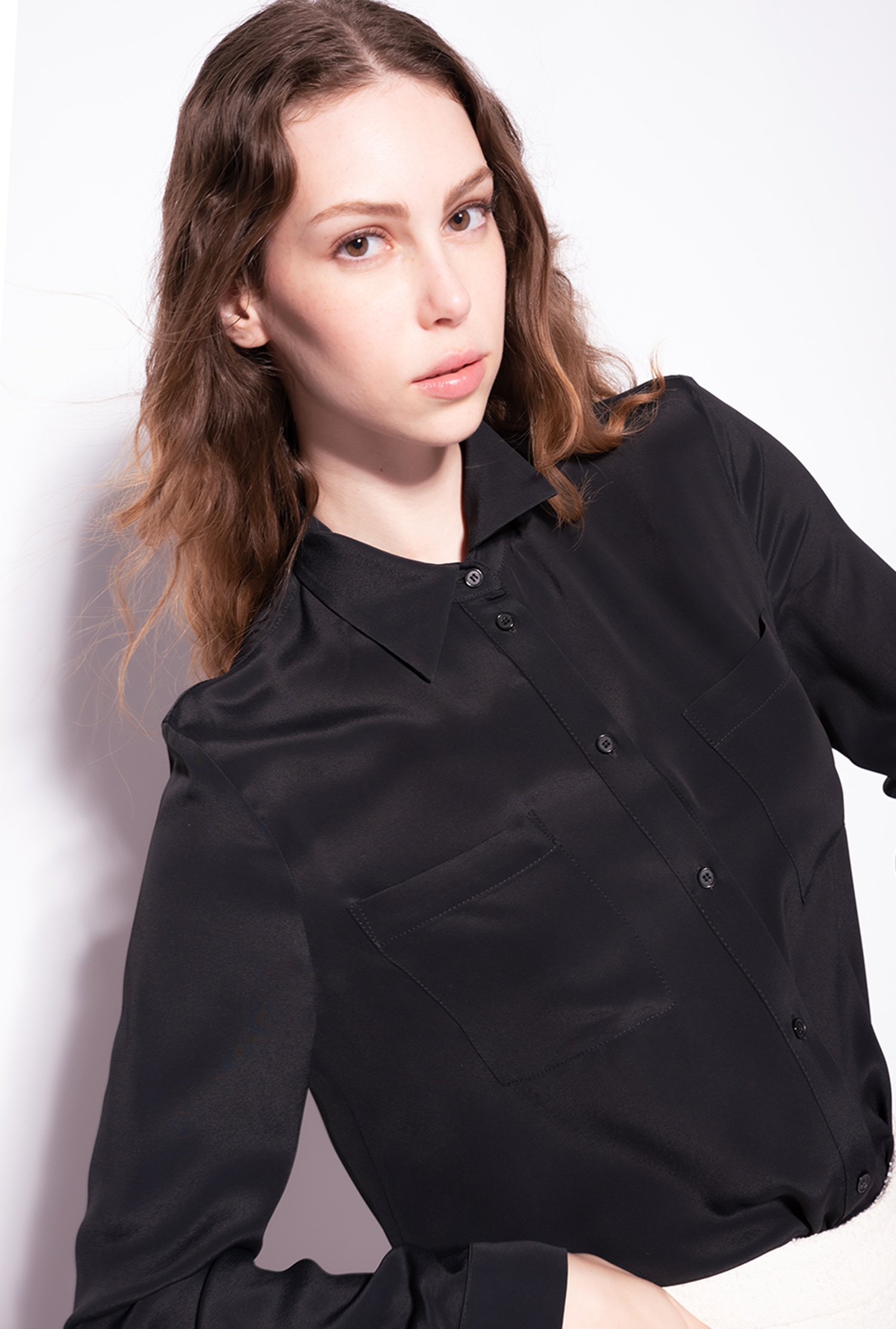 Silk-blend shirt with breast pocket