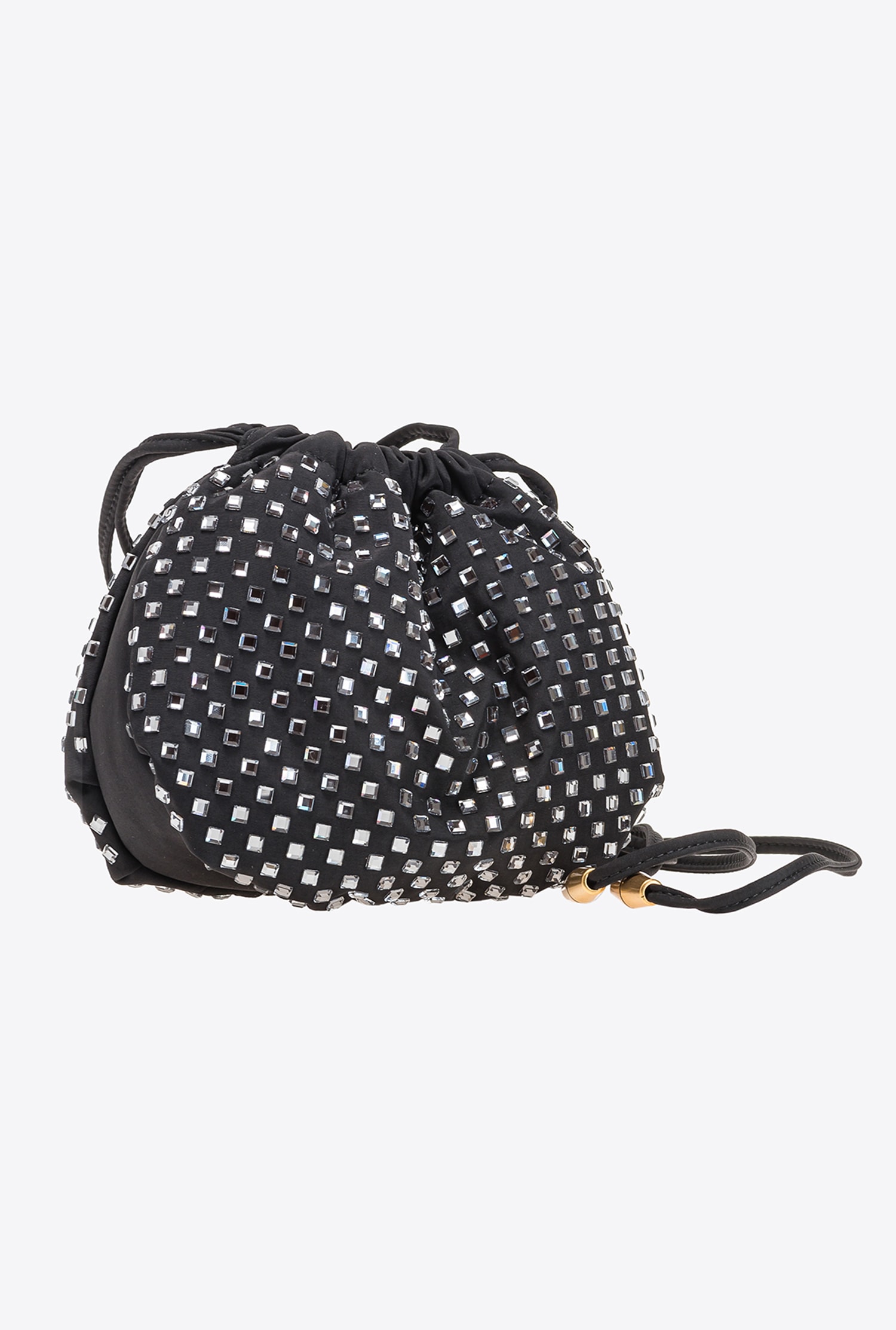 Satin mini bag with rhinestones all over