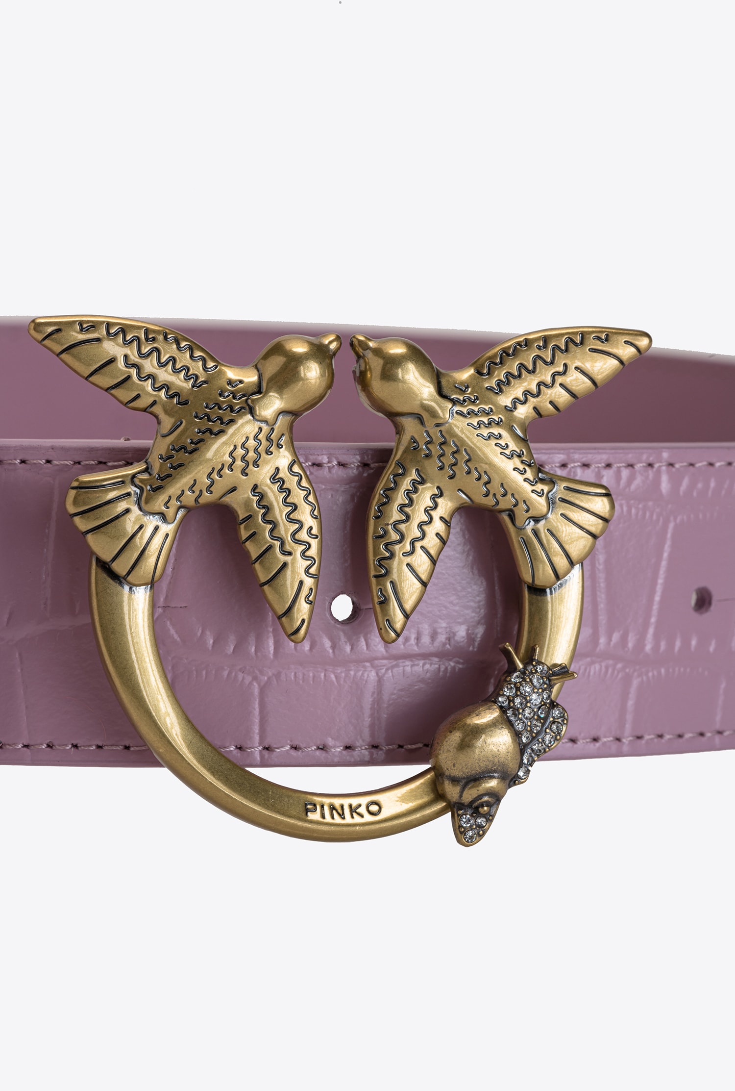 Love Birds belt with crocodile print