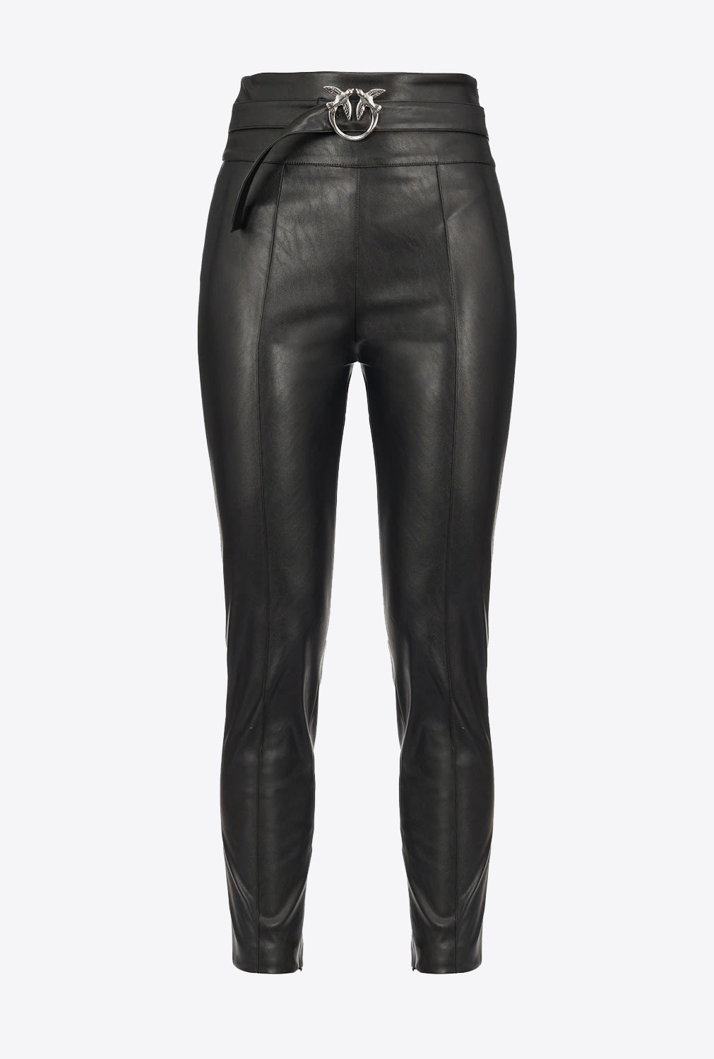 Leather-effect slim-fit trousers
