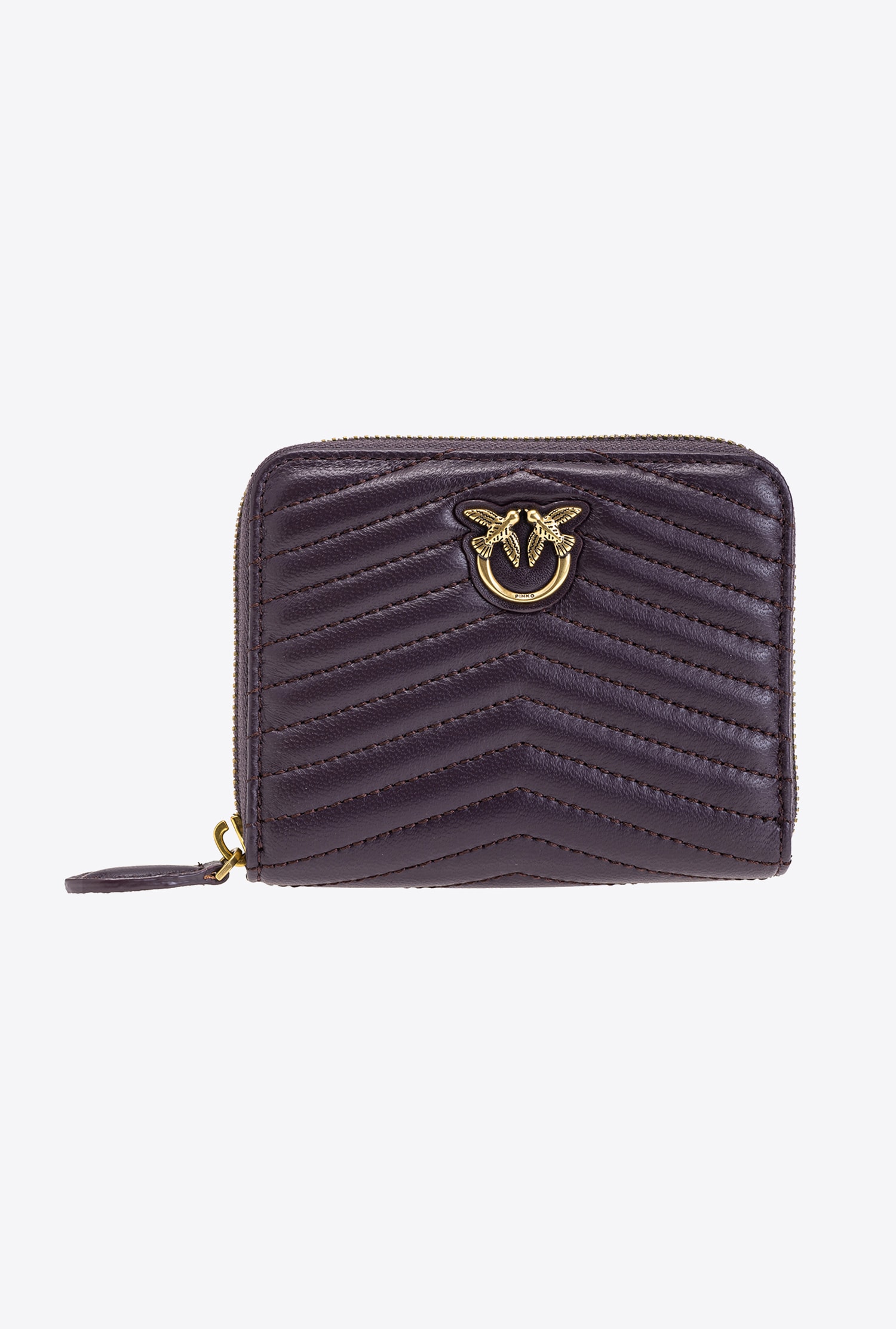Small zip-around purse in chevron-patterned nappa leather