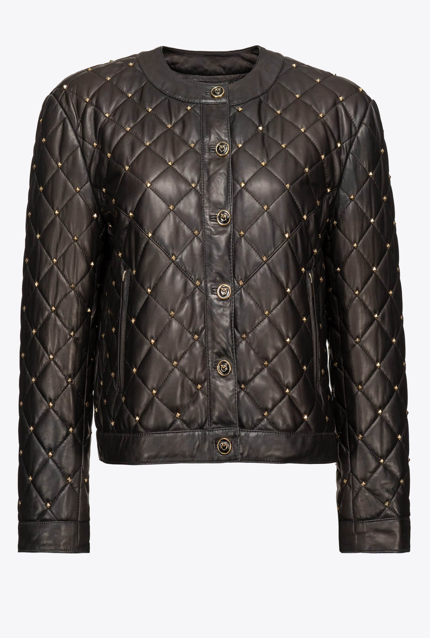 Short quilted jacket with studs