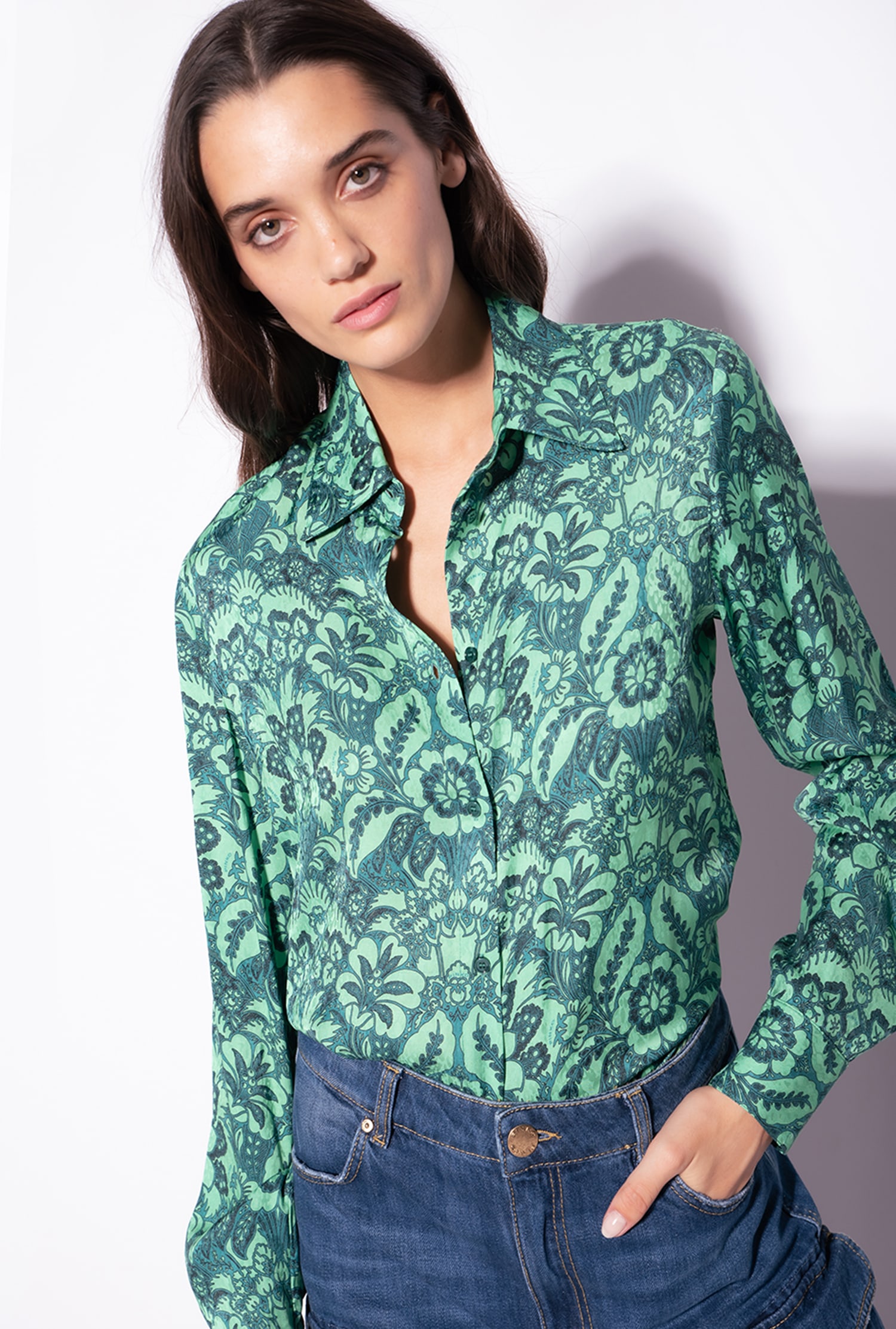 Floral jacquard shirt