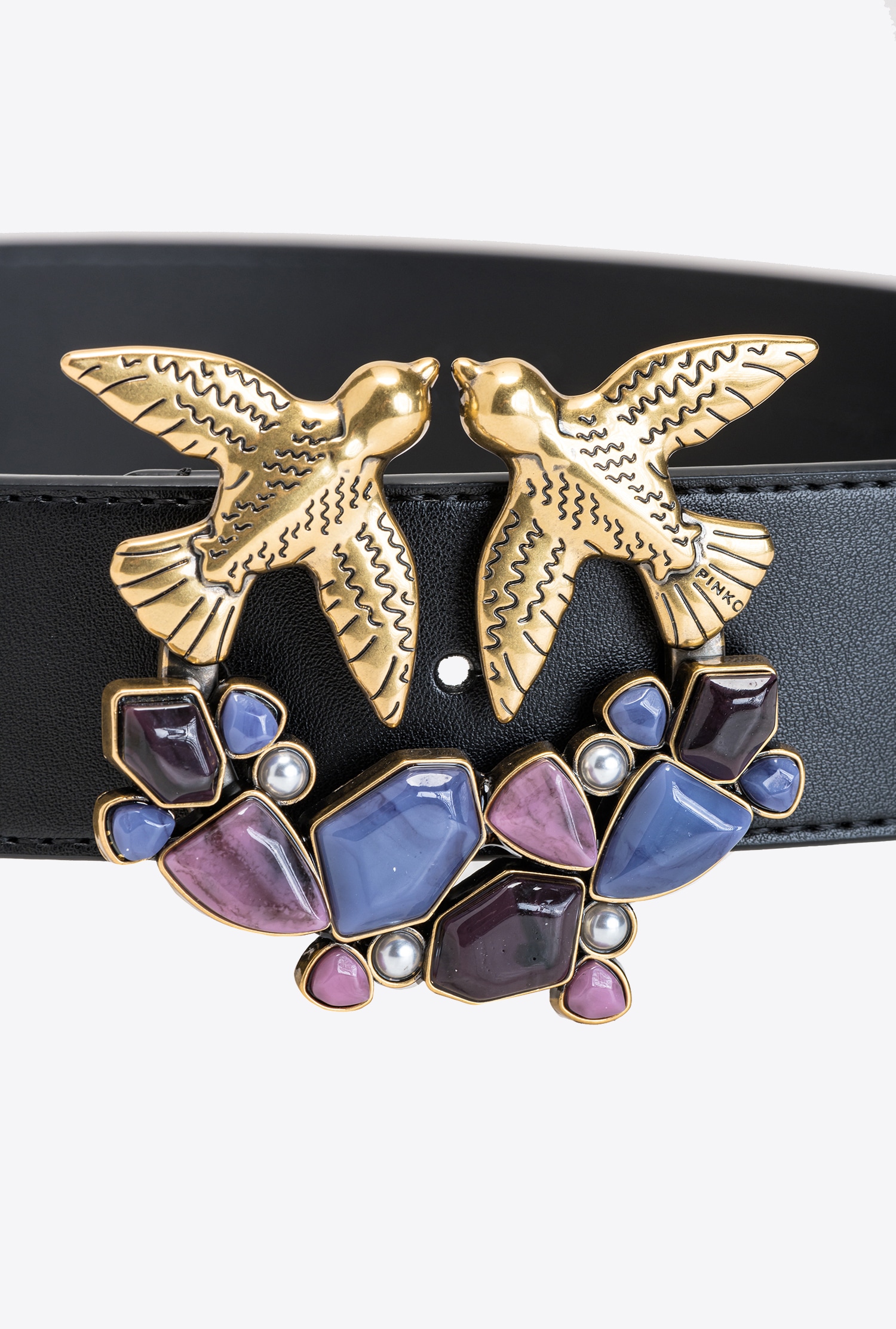 Love Birds belt with multicoloured stones