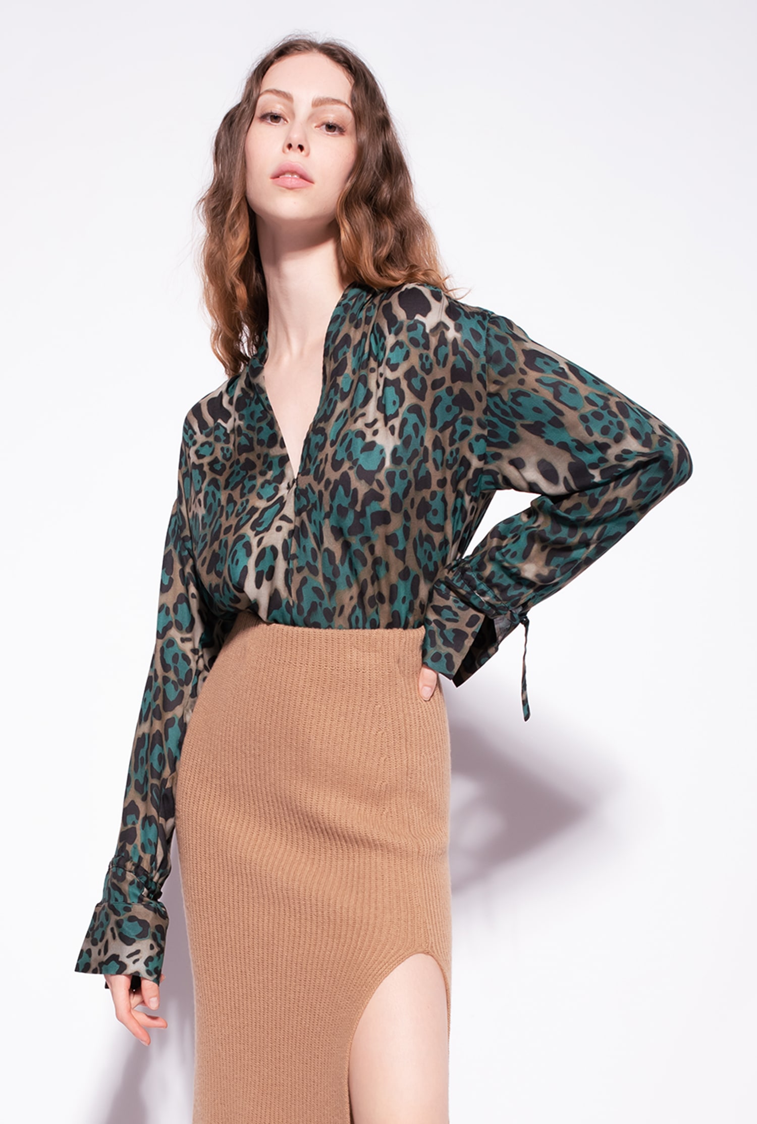 Dappled camouflage blouse