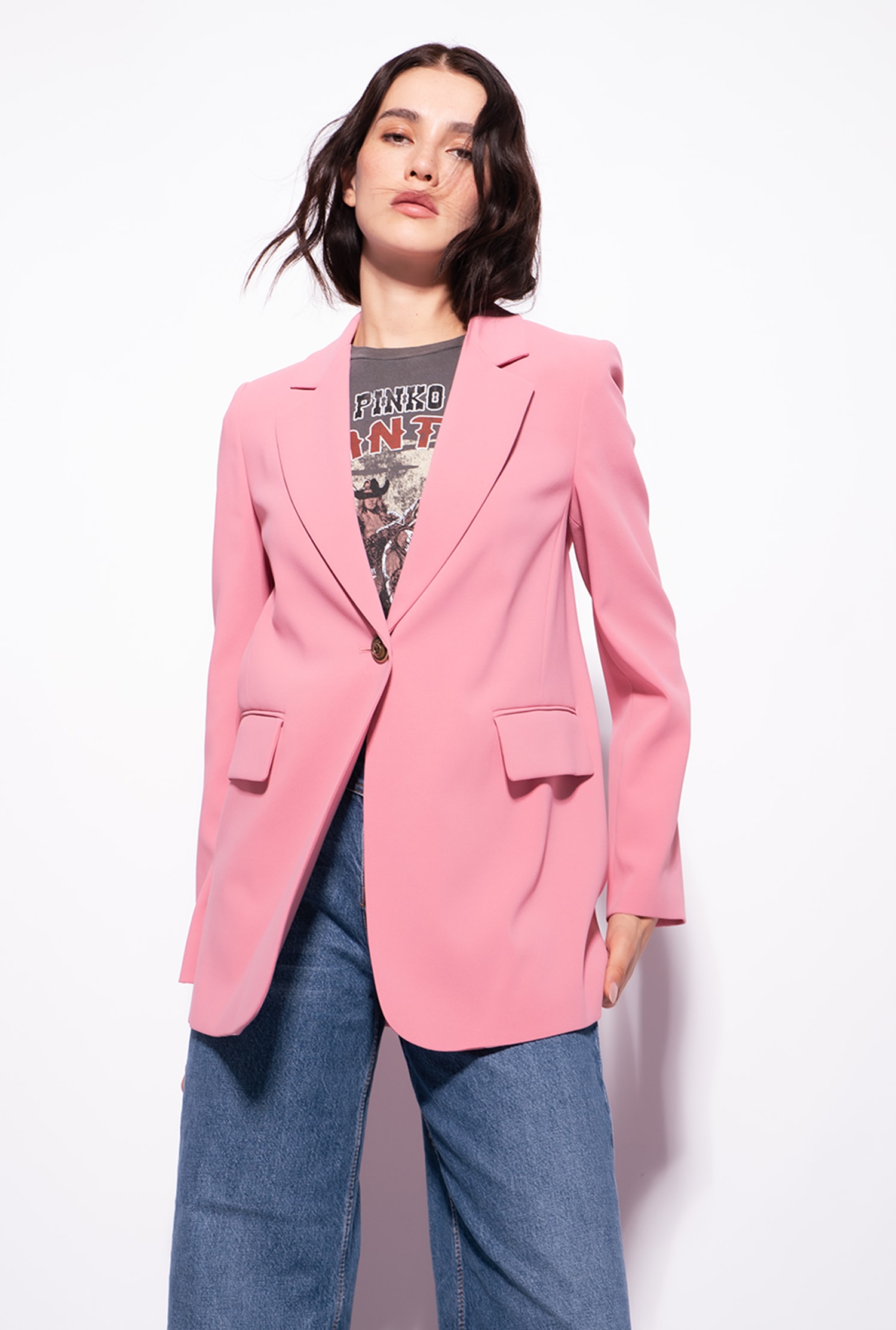 Single-breasted stretch crêpe blazer