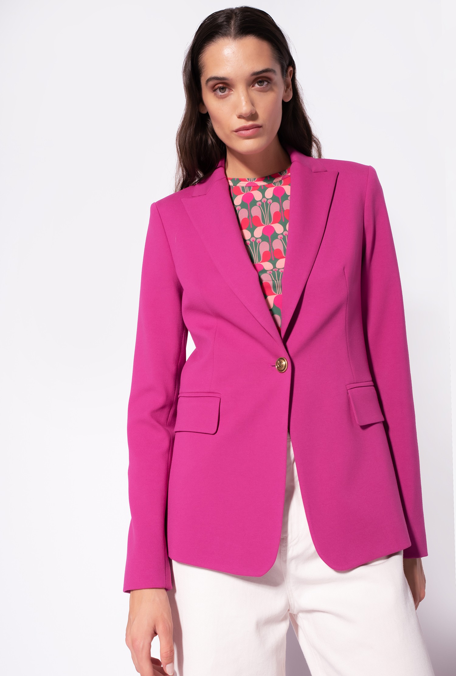 Single-breasted technical wool blazer
