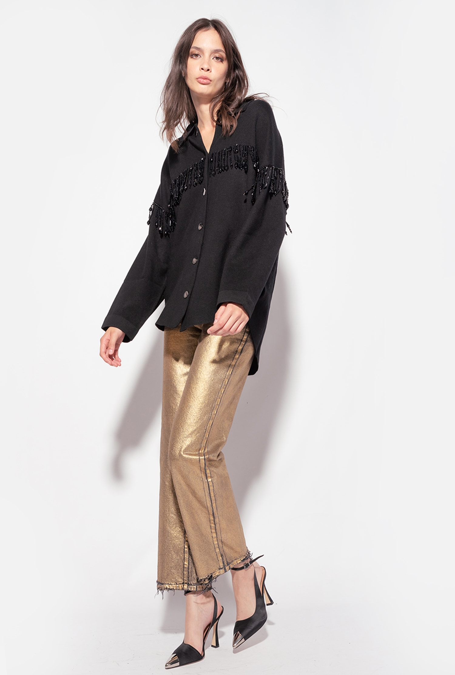 Shacket with embellishment