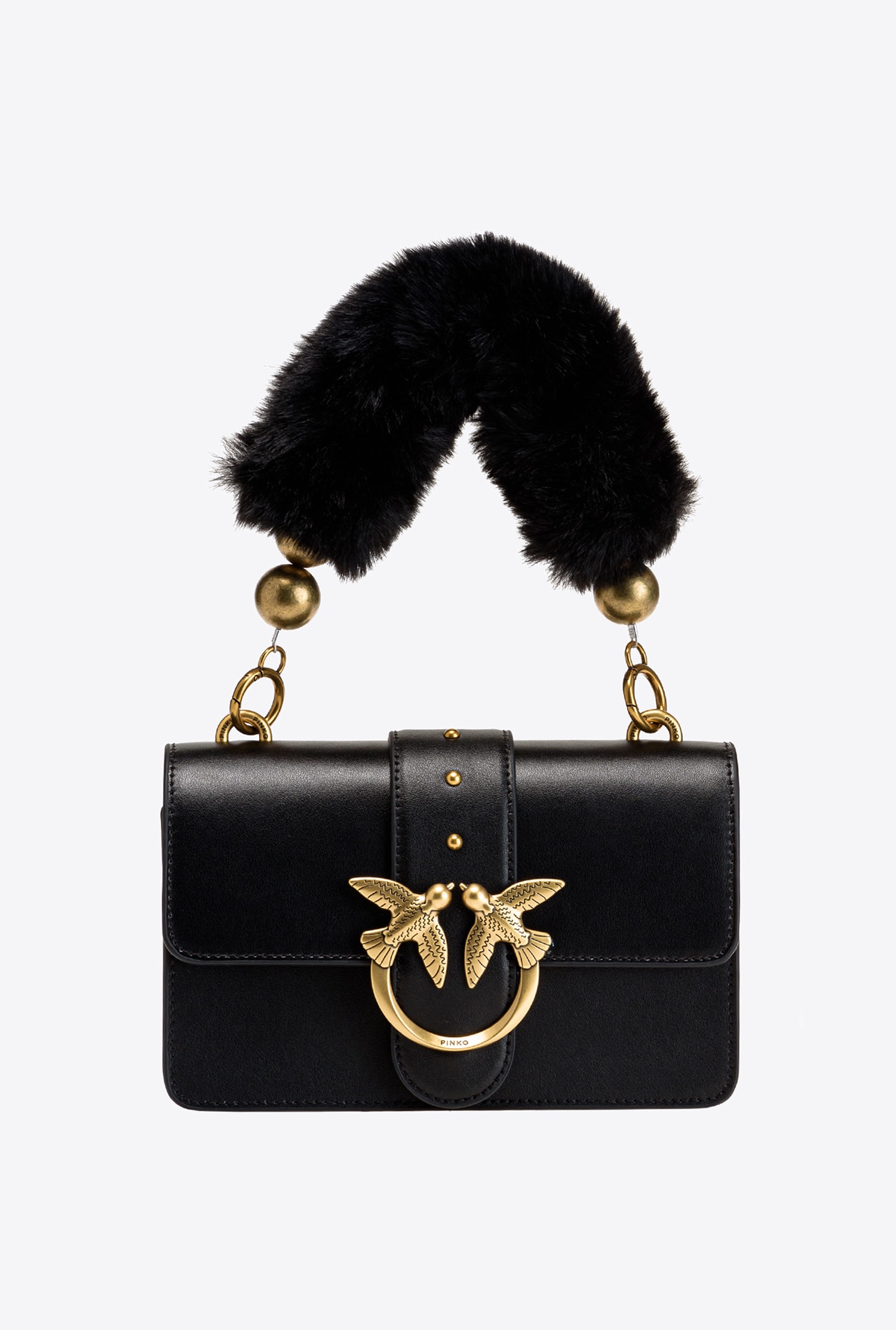 Mini Love Bag Icon with faux fur shoulder strap