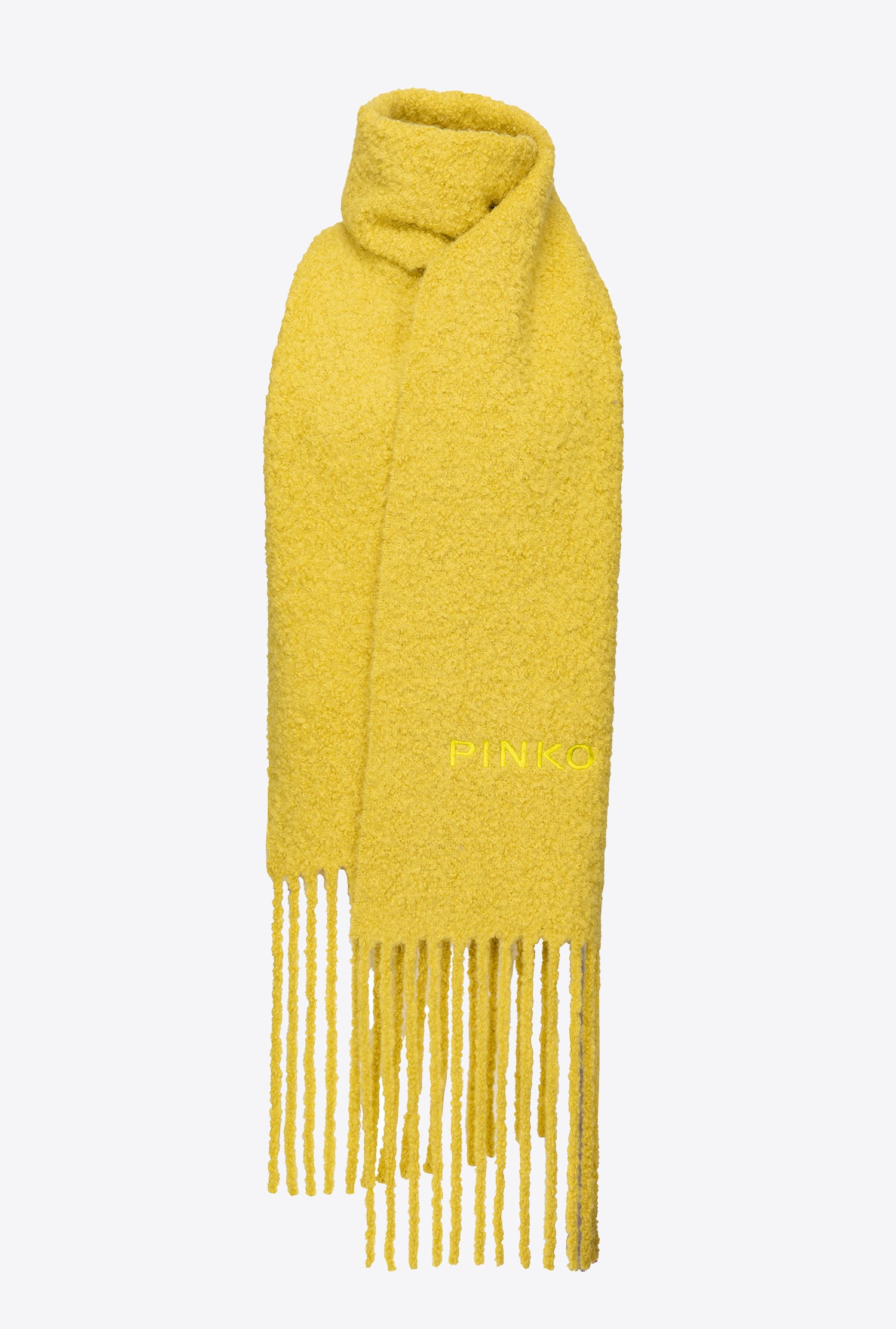 Bouclé fabric scarf with fringing