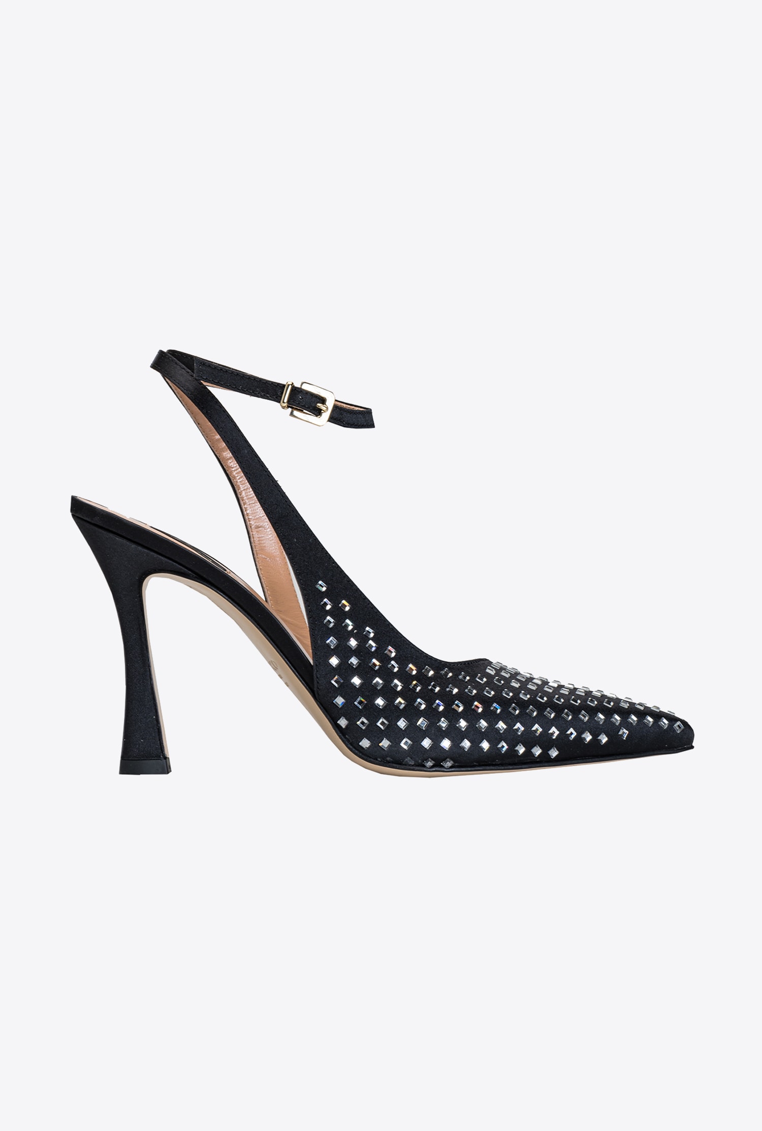 Heeled slingbacks with rhinestones