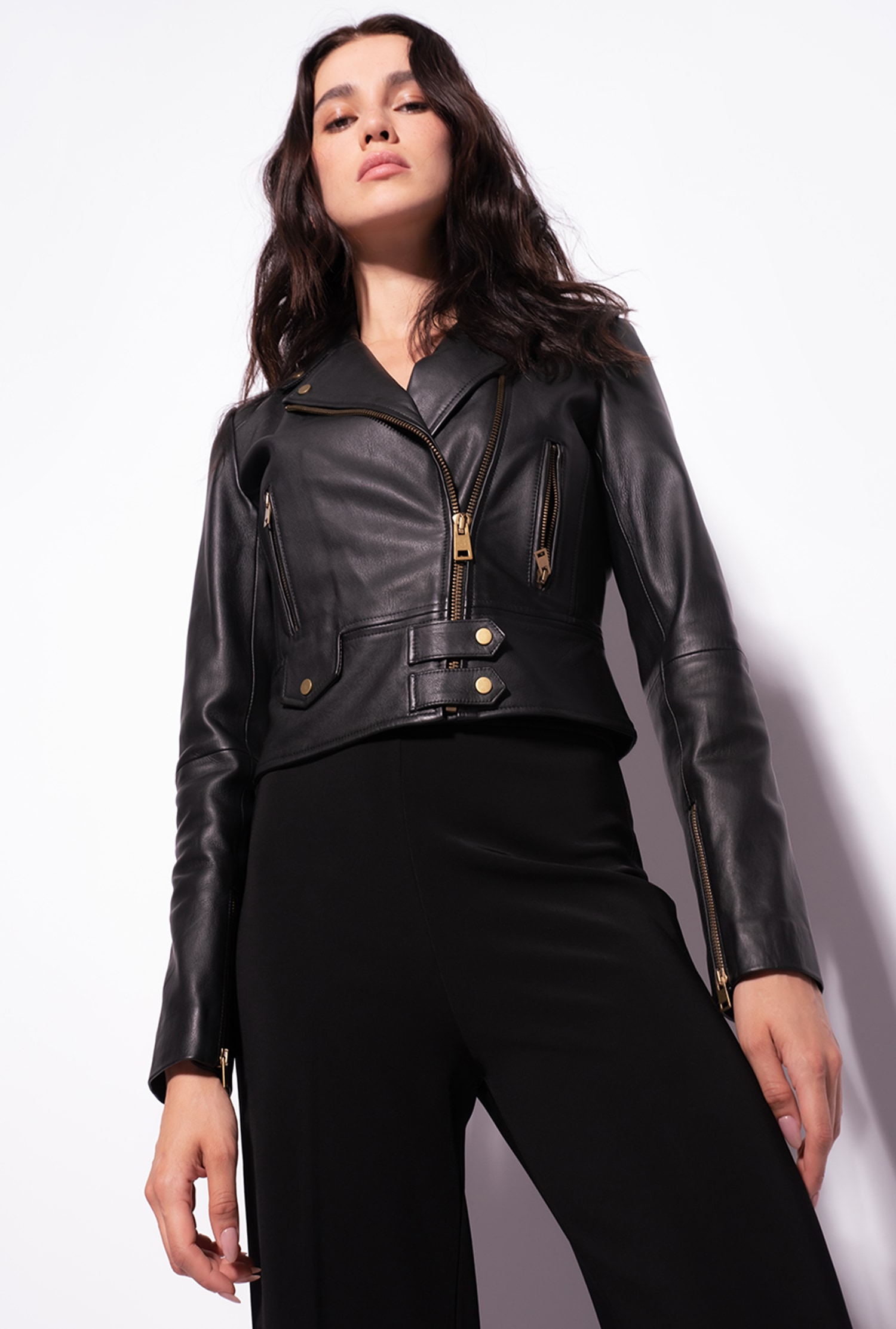 Nappa leather biker jacket
