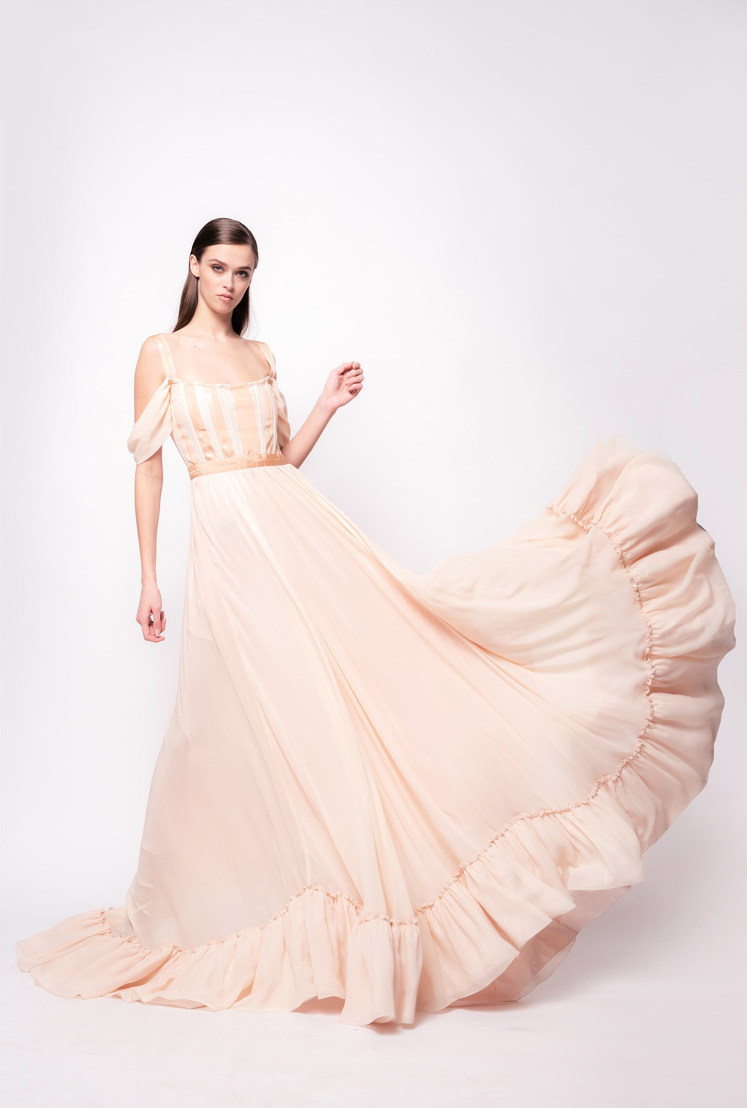 Long georgette bustier dress