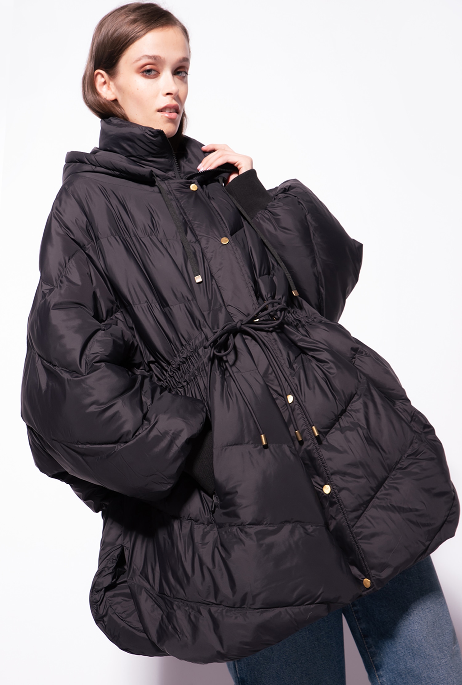 Midi technical canvas down jacket