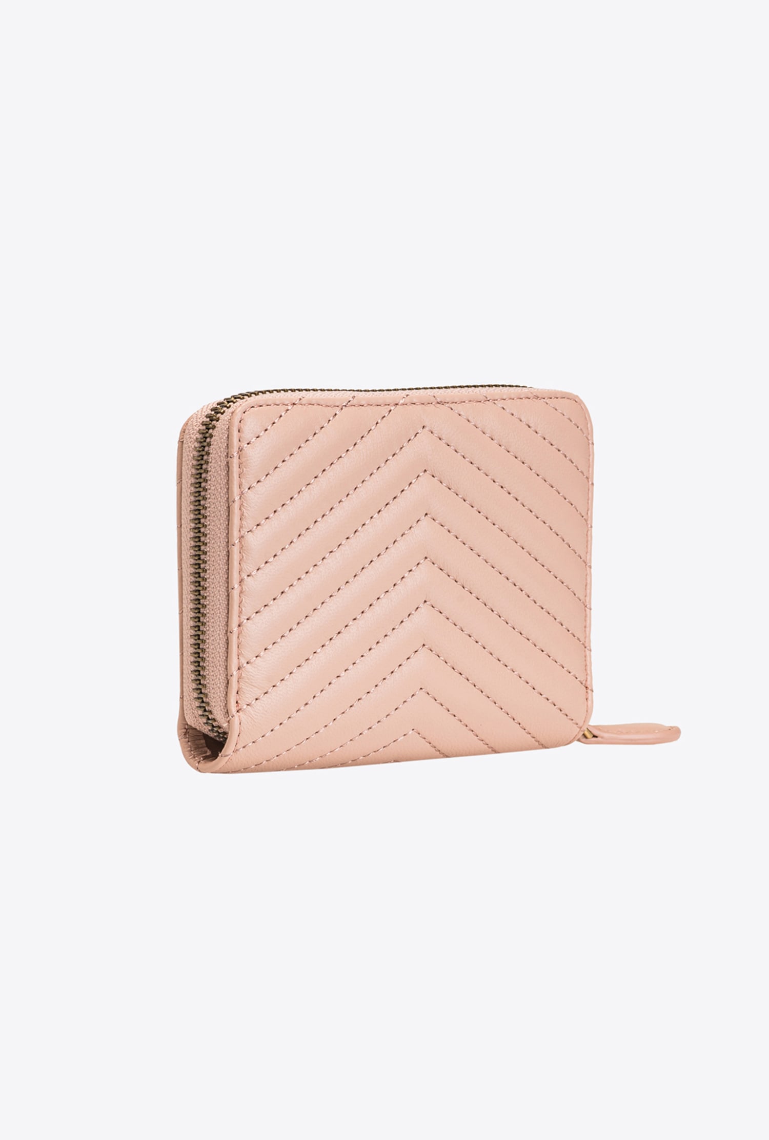 Small zip-around wallet in chevron-patterned nappa