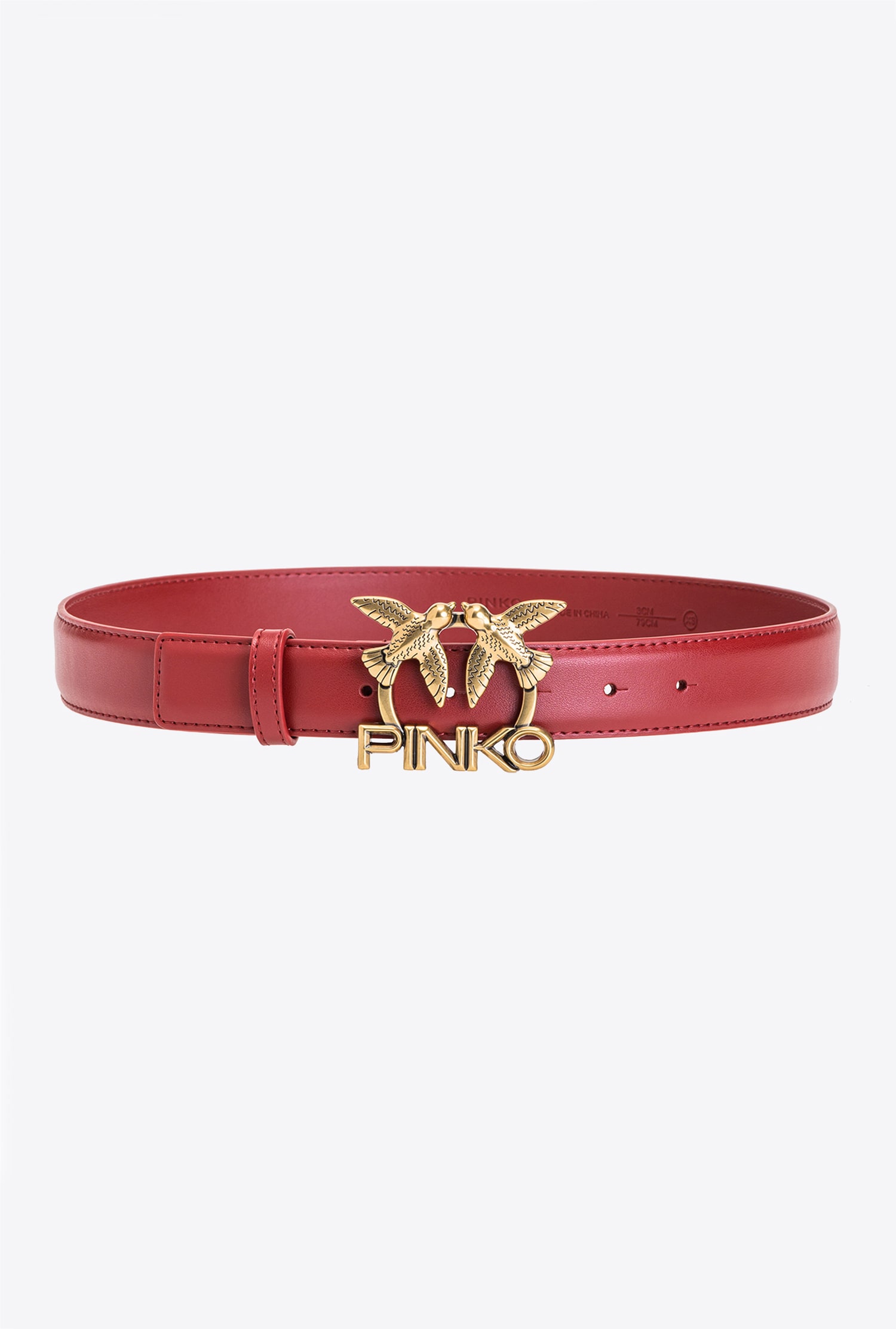 Leather belt with Love Birds logo