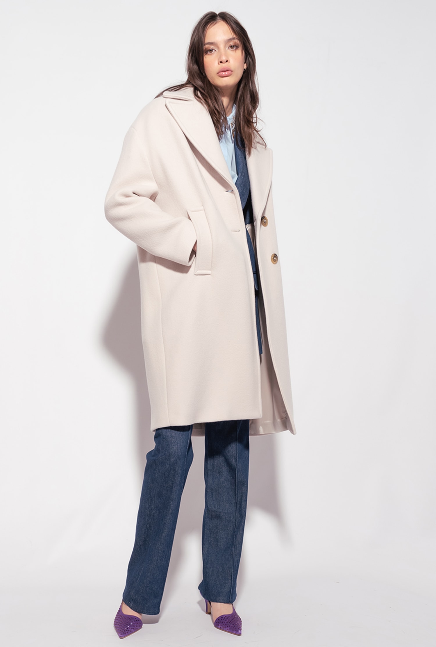Washed cloth cocoon coat