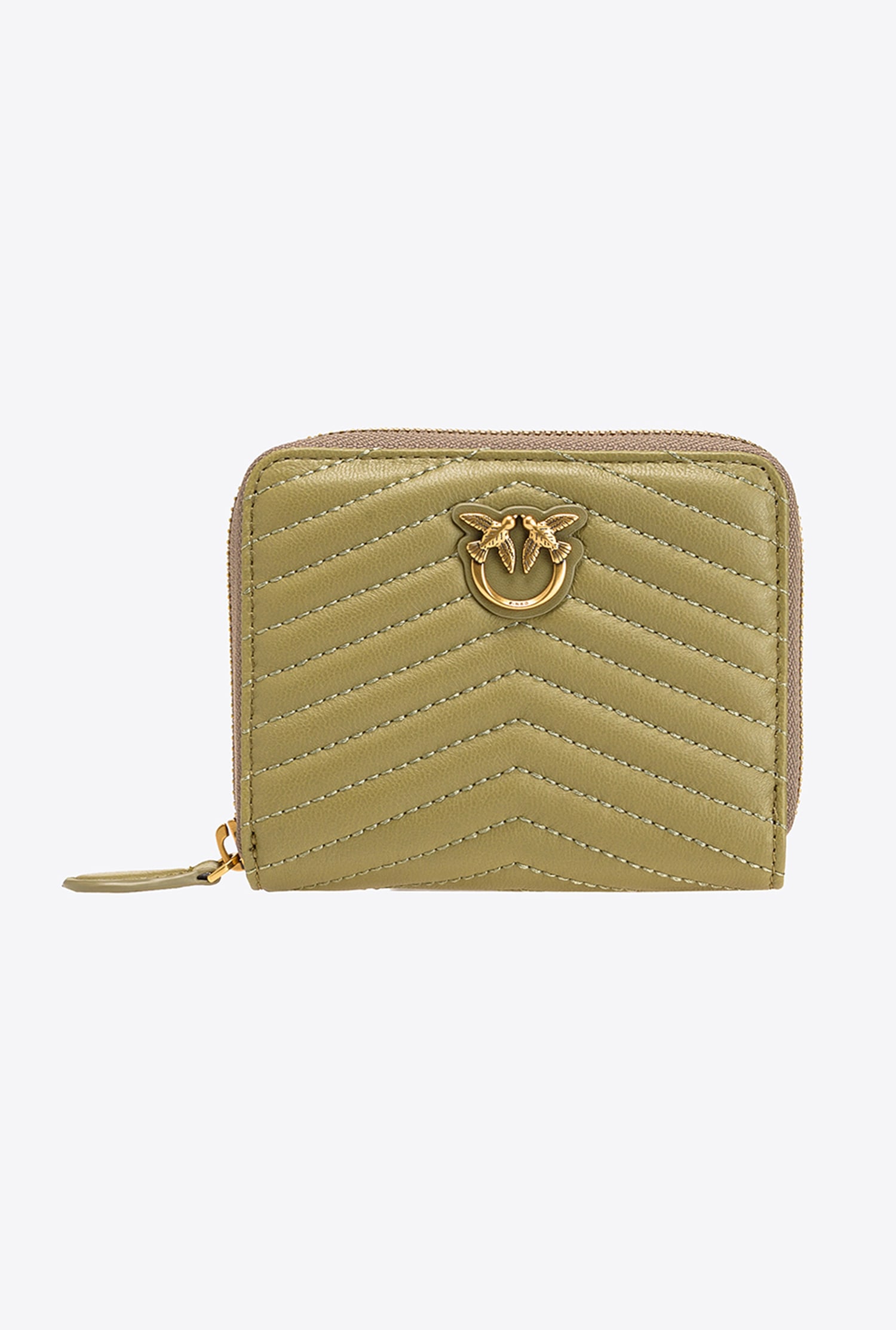 Small zip-around purse in chevron-patterned nappa leather