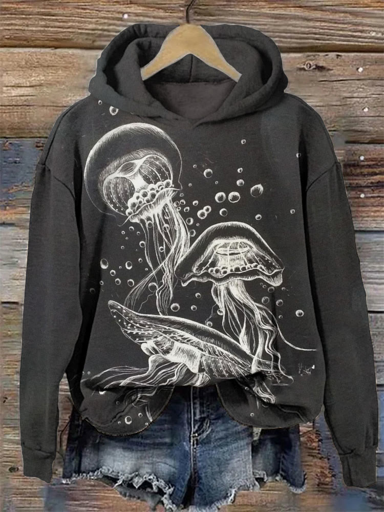 Jellyfish Bubble Simple Print Hoodie