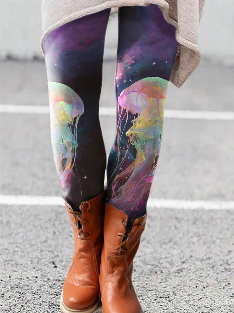 Fantasy Colorful Jellyfish Art Print Leggings