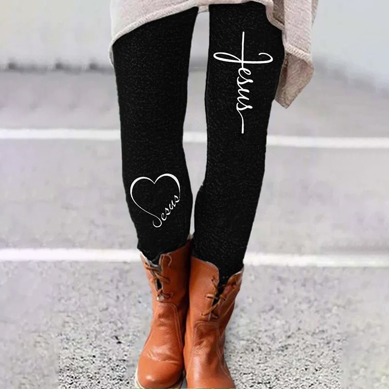 Jesus Print Everyday Casual Leggings