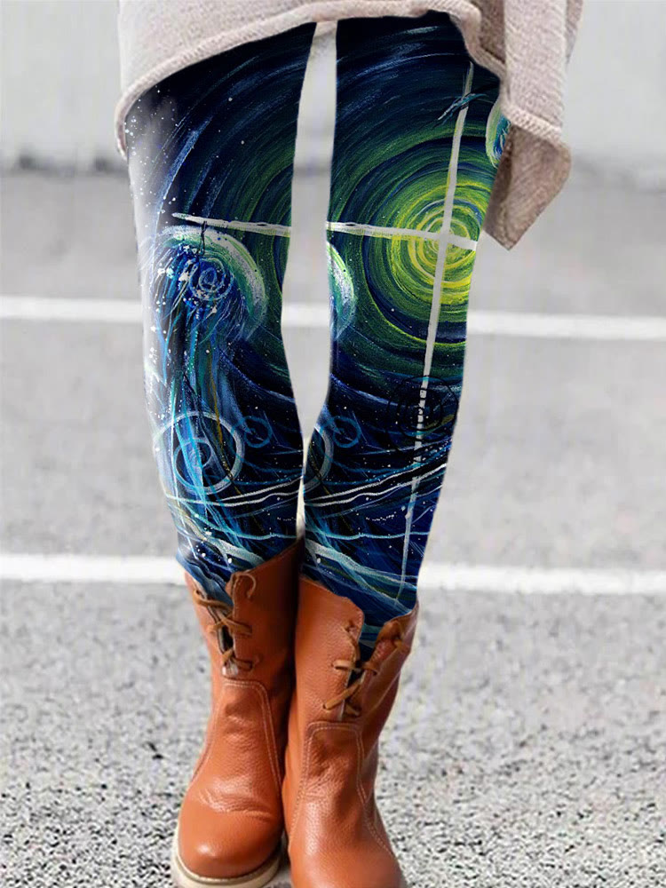 Jesus And The Jelly Fish Print Leggings
