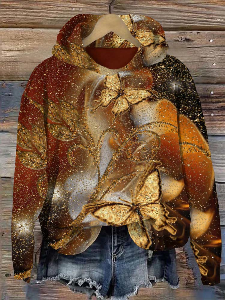 Fantasy Star Dot Butterfly Print Casual Hoodie