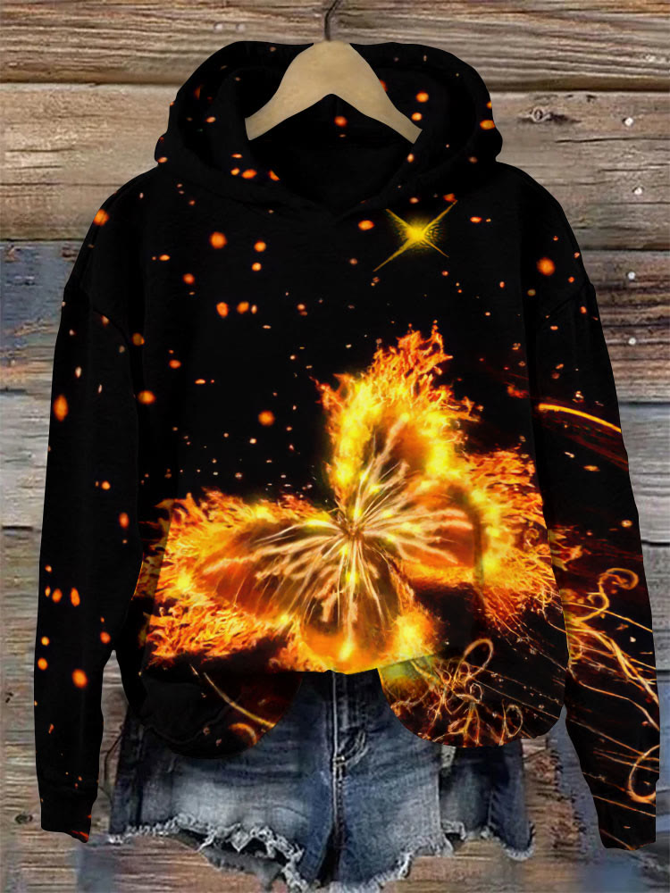 Women's Fantasy Fire Butterfly Print Comfy Hoodie