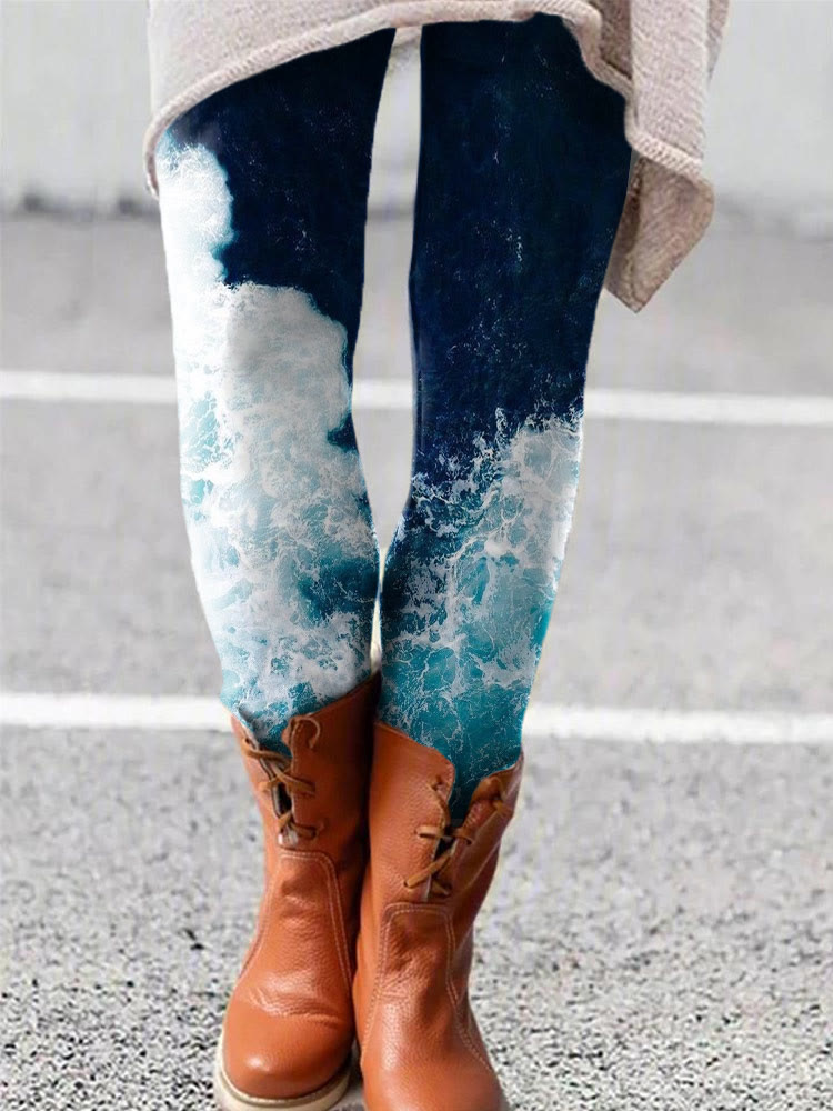 Wave Print Leggings