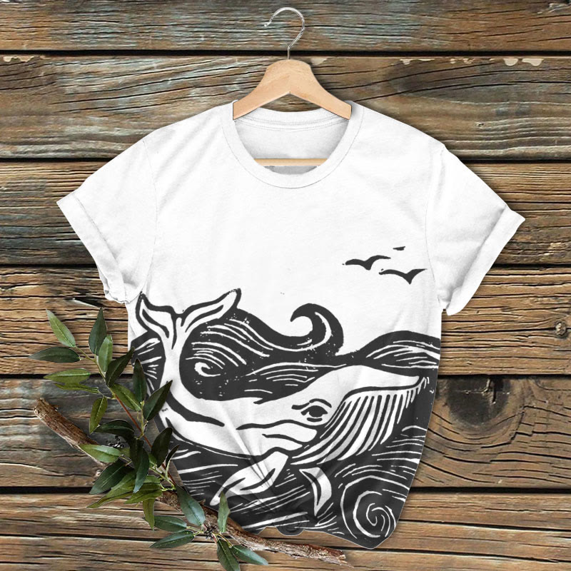Whale In The Deep Ocean Art Print T-shirt