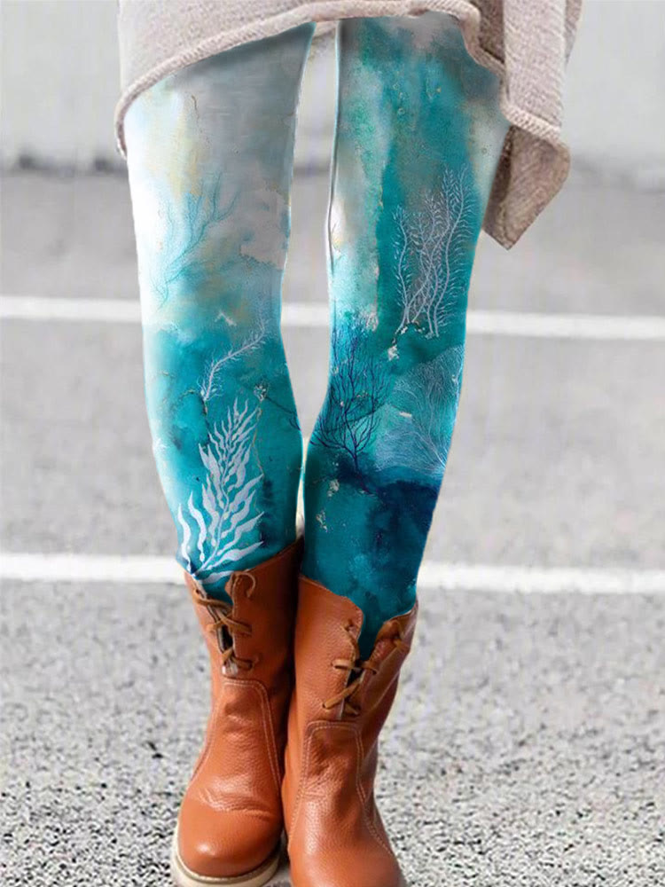 Undersea Oil Painting Print Leggings