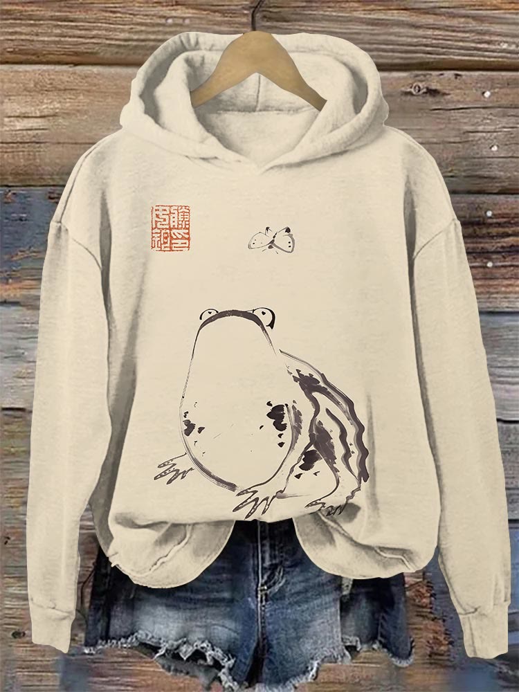 Frog Butterfly Japanese Art Print Hoodie